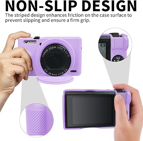 Miniatura 116 de Easy Hood Funda para cámara digital Canon Powershot G7 X Mark III, funda protectora de silicona suave con cubierta de lente extraíble para cámara