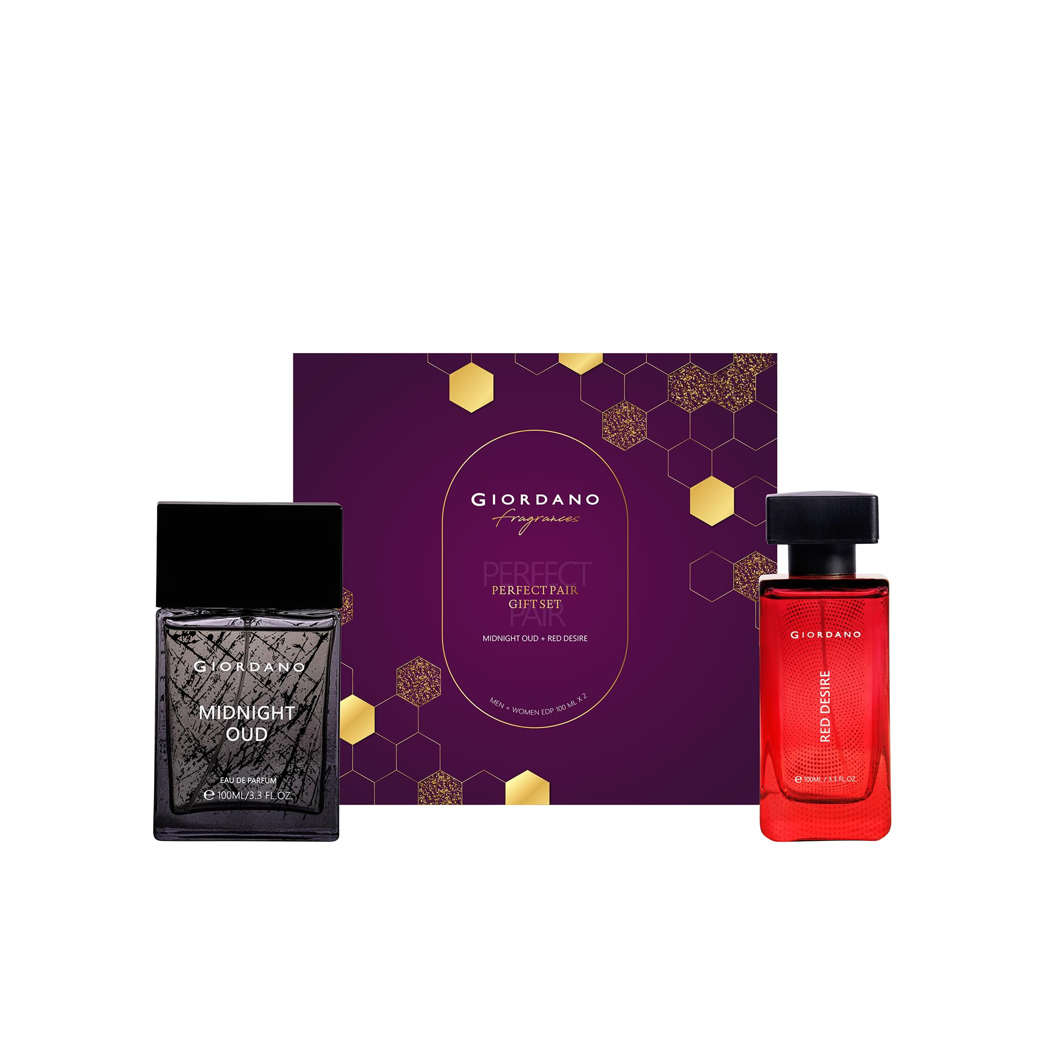 Giordano Midnight Oud Men - 100ml & Red Desire Women - 100ml Perfect Pair Gift Set | Premium Fragrance Combo-image-10