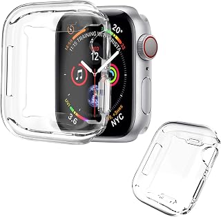 [2 Pack] Aladrs Screen Protector Case for Apple Watch 40mm, Full Protective HD Ultra-Thin Cover Compatible with iWatch Series 4 Series 5 Series 6 SE Bumper Case, Clear+Clear