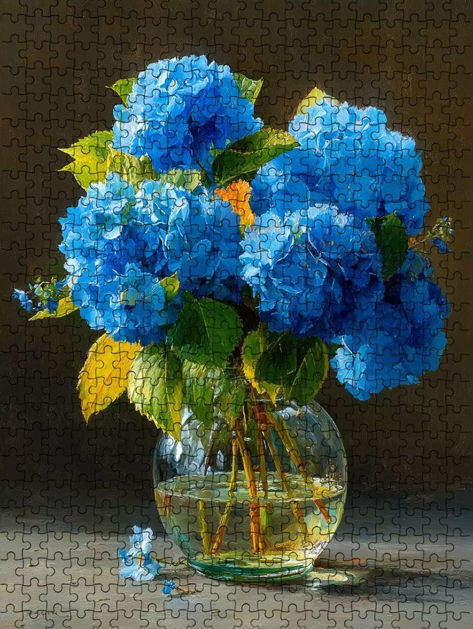 Blaue Blumen Puzzle 5000 Teile Erwachsene, Jigsaw Puzzle 5000 Teile, Komplex Herausfordernd Puzzles, Familie Aktivität Spiele, Impossible Klassische Puzzles, für Wanddekoration und Geschenke FNKL2-625