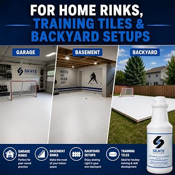 Skate Anytime Synthetic Ice Cleaner with Glide Enhancement Surface Cleaner & Glide Conditioner for Synthetic Ice Rinks, Hockey Training Tiles, Skating Panels & Home Ice Rink Maintenance