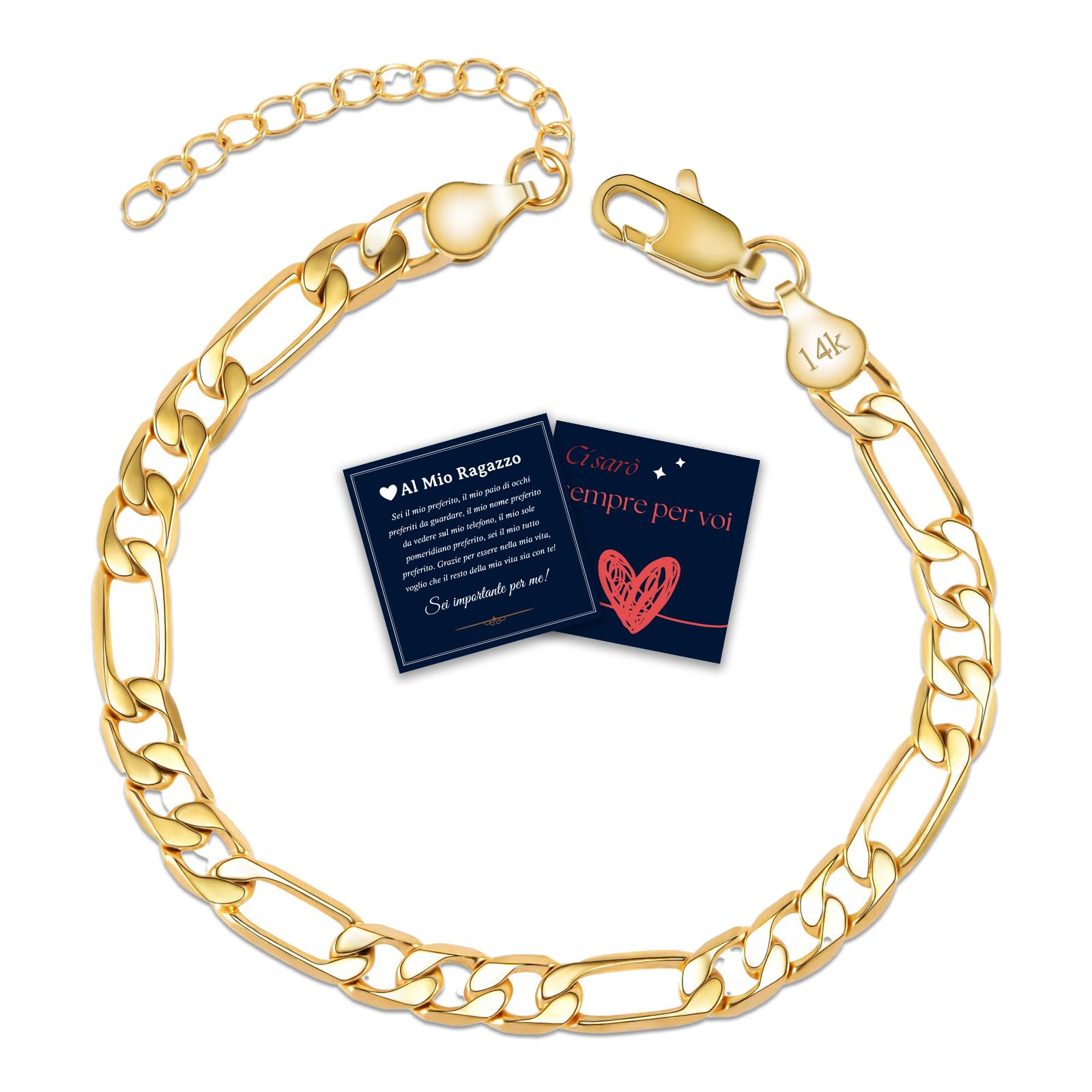 FANCIBAND Pulsera de hombre y mujer de plata Figaro pulseras pareja rígida ajustable pulsera hombre mujer oro regalo para marido, novio, esposa novia