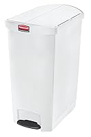 Vista 23 de Rubbermaid Commercial Products - Bote de basura Streamline Slim con pedal Papelera de plástico, 13 galones (50 litros), color negro, con tapa