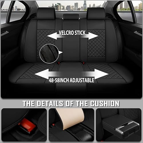 Miniatura 3 de Juego completo de fundas de asiento de automóvil, 5 asientos, universales, impermeables, de cuero, para la parte delantera y trasera, protectores