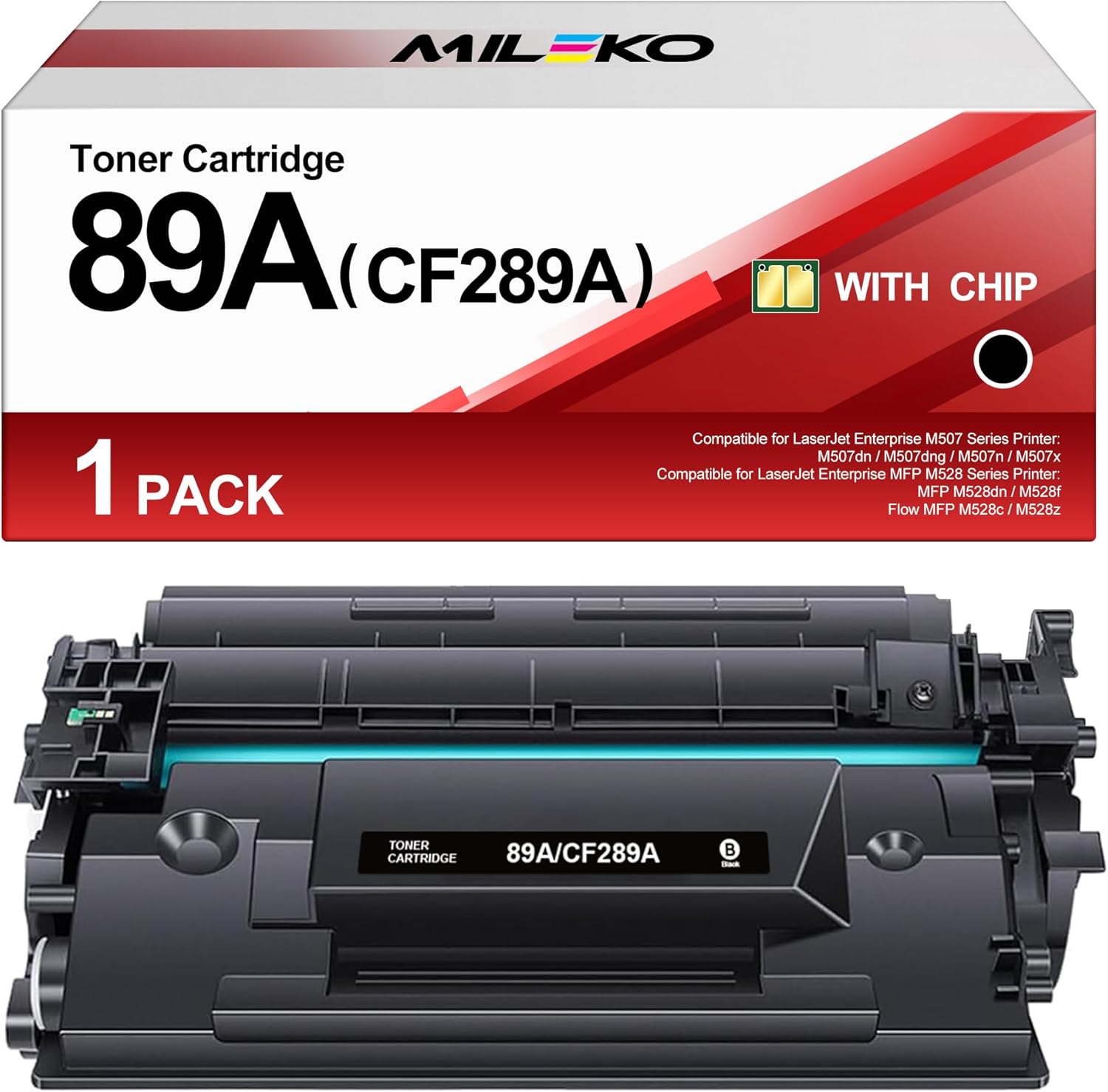 MILEKO 89A Toner Cartridge Replacement for HP 89A CF289A 89X CF289X Compatible for Enterprise M507 M507dn M507dng M507n M507x MFP M528 M528dn M528f M528c M528z Printer (Black, 1-Pack)