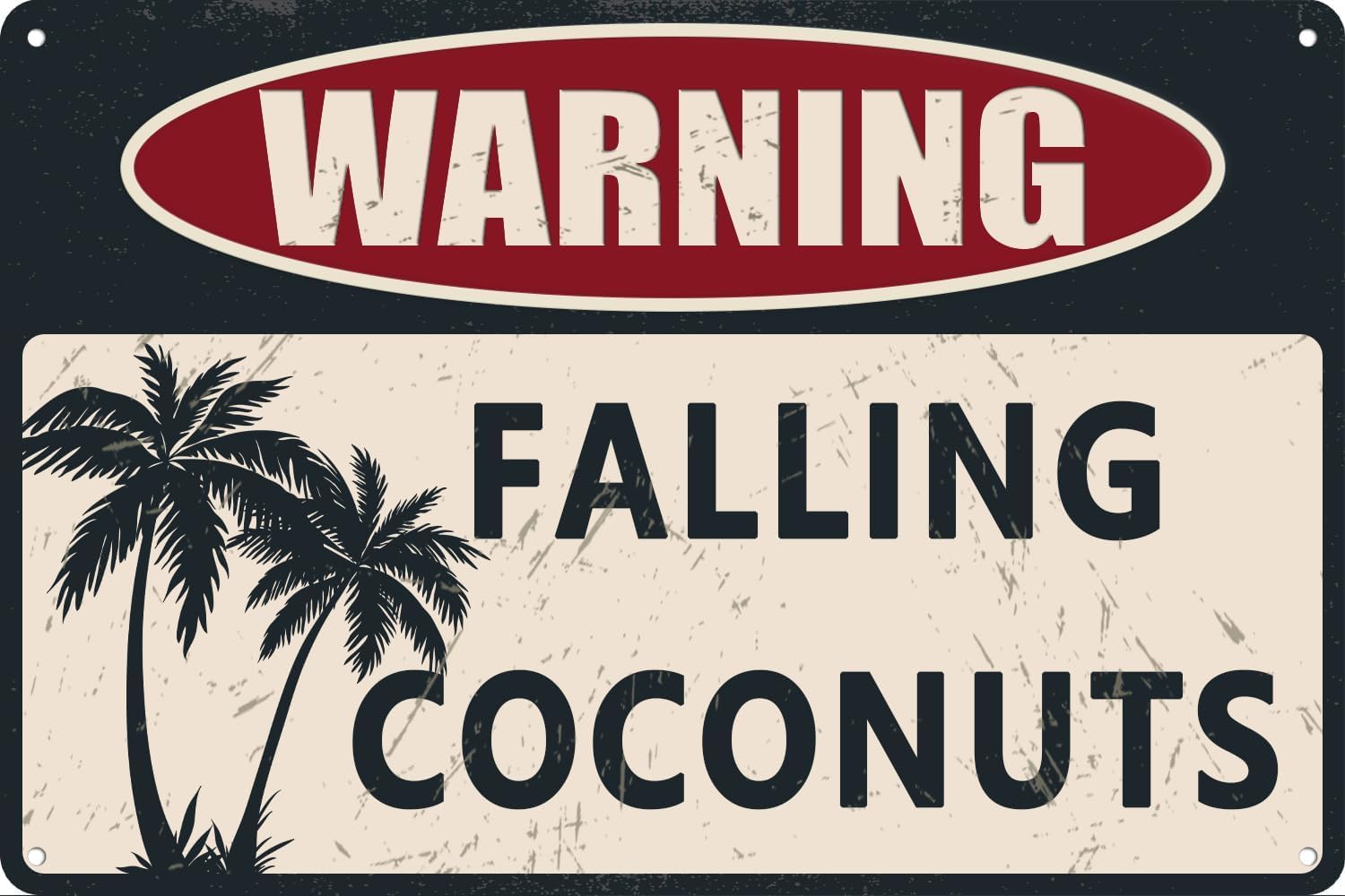 SMAZDFXX Falling Coconuts Tin Sign, Vintage Beach Wall Decor Metal Poster Retro Metal Tin Signs for Home Gate Garden Bars Cafes Office Store Pubs Club 8"x12"