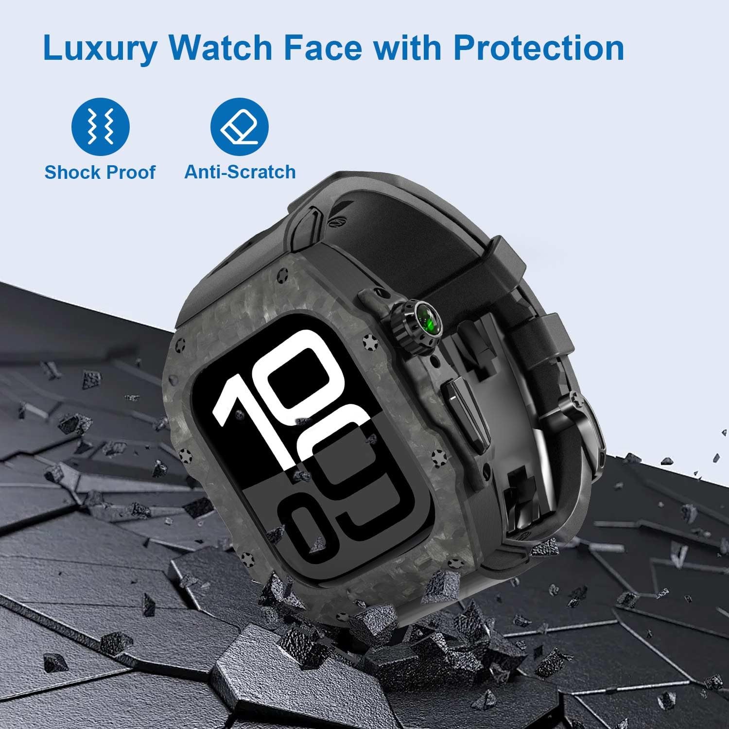 Do Apple Watch S10 46 mm luksusowy zestaw do modyfikacji etui do zegarka z włókna węglowego, do iWatch Series Ultra 2, 49 mm, 9, 8, 7, 6, 5, 4, SE, 44 mm, 45 mm, ramka (czerwony, 46 mm)