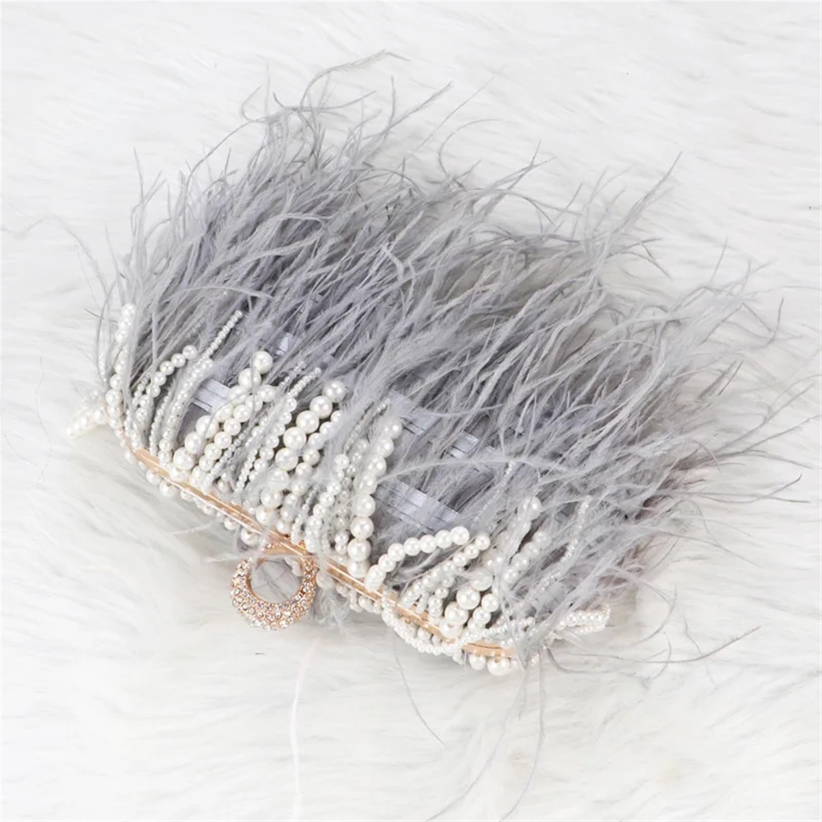Borsa Piume Borsa a mano con piume di perle, borse da sera donna, borsa anello, pochette cena, festa, a tracolla per festa