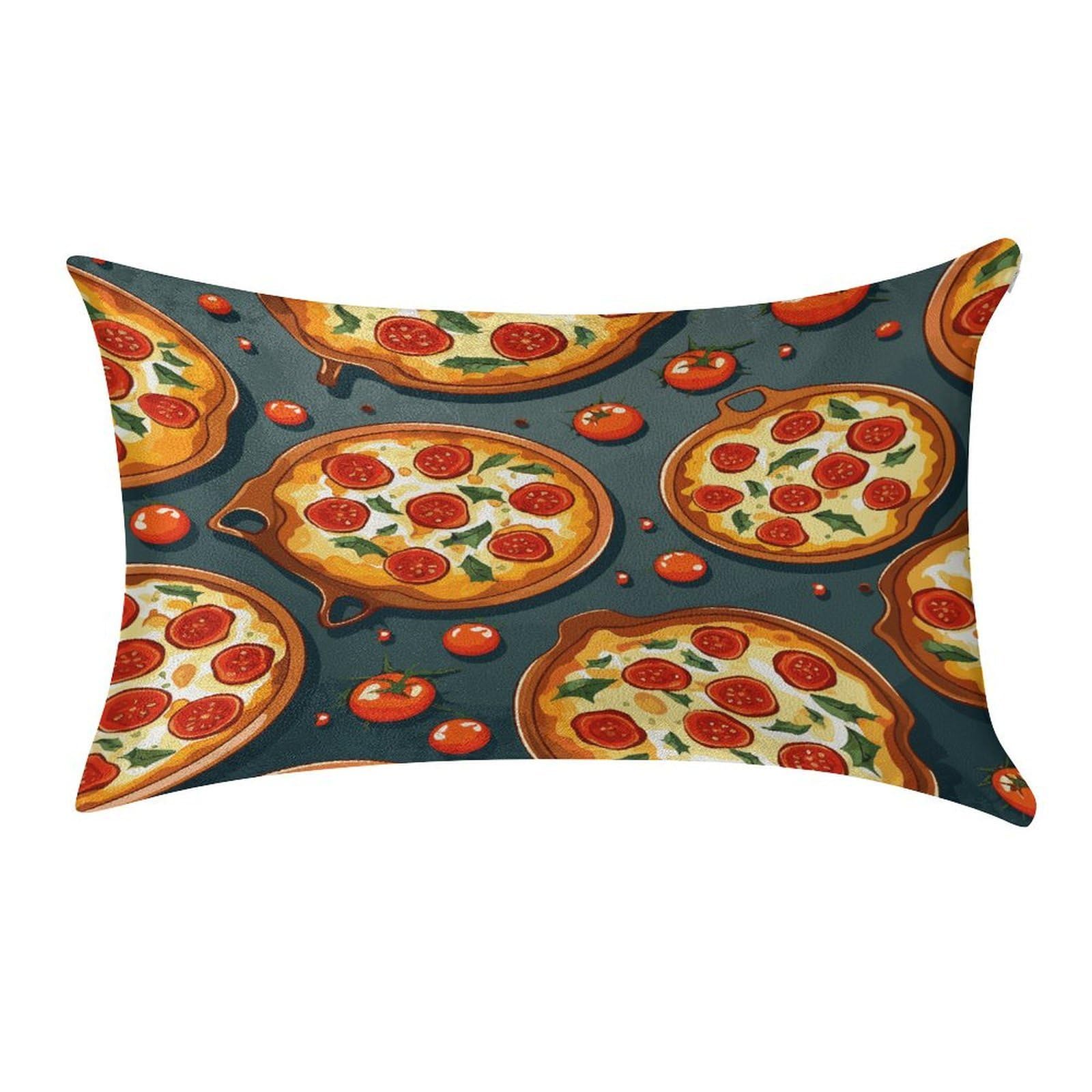 FekiLoot Pizza Food Pillow Cover Modern Lumbar Pillow Covers Easy Care Velvet Pillowcase Super Soft Cushion Case Rectangular Throw Pillow Cover for Couch Sofa Bedroom Car Decor