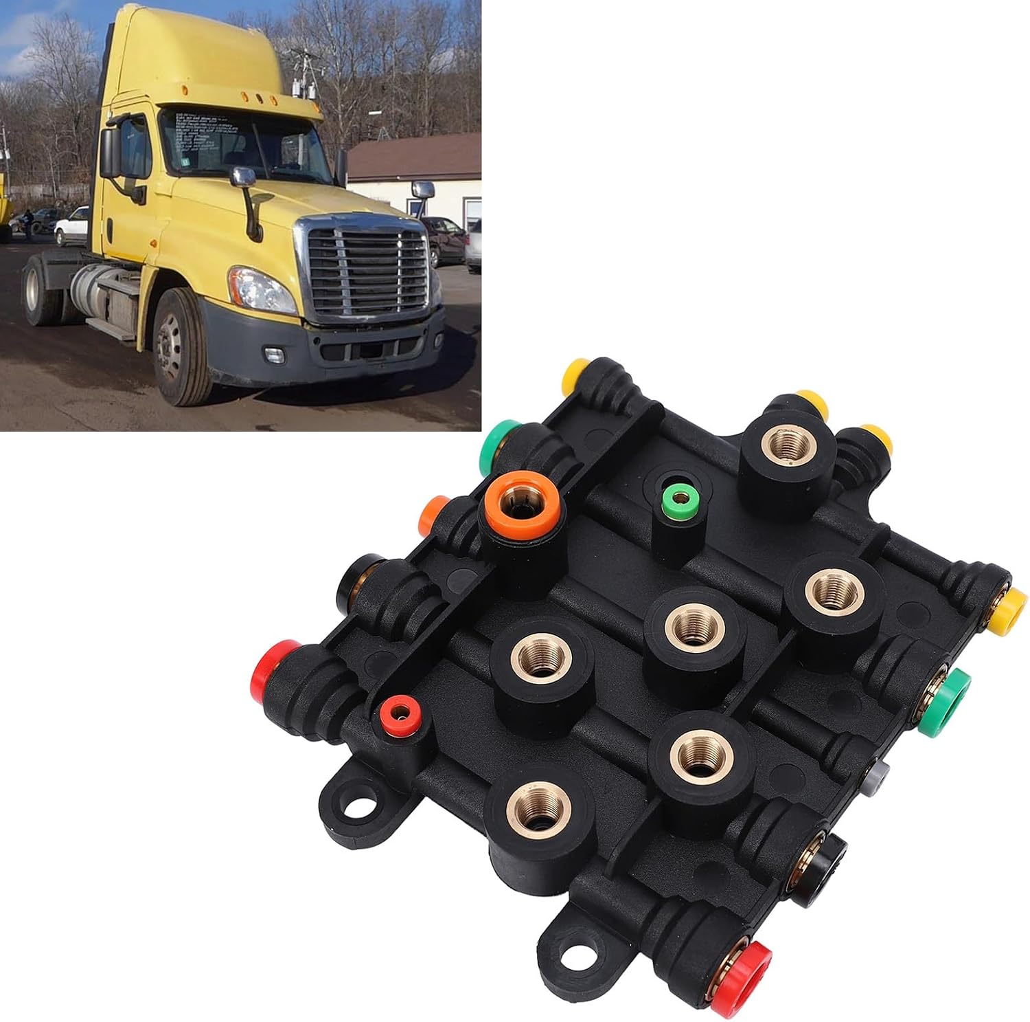 Luocute Air Manifold, Multi Interface Pressure Proof Air Distribution Block for Trucks, with Metal Construction for 2000 2018 Century, Replace A12 14736 003