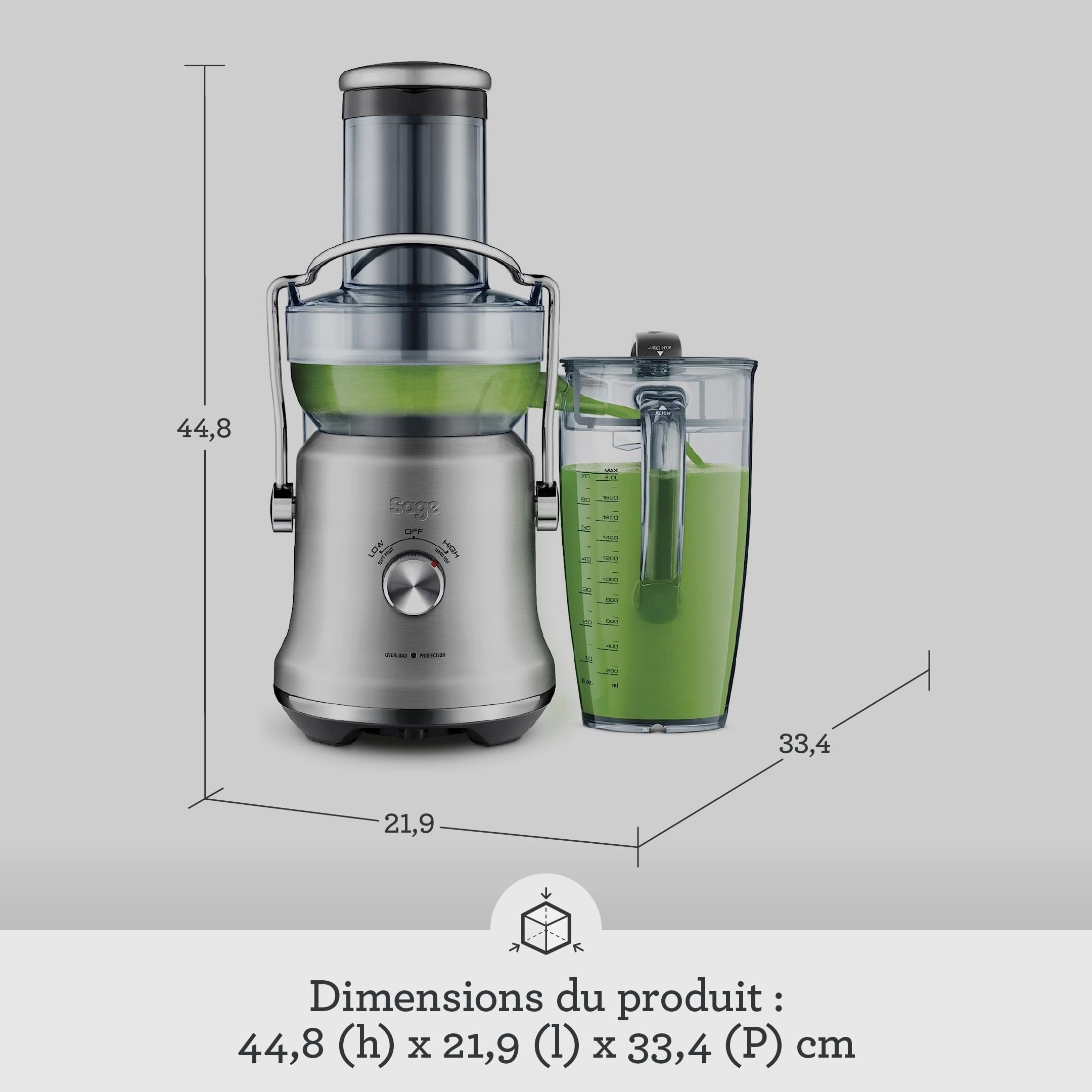Sage - The Nutri Juicer Cold Plus - Presse-Agrumes - Extracteur de Jus - Smoothies - Acier Inoxydable Brossé