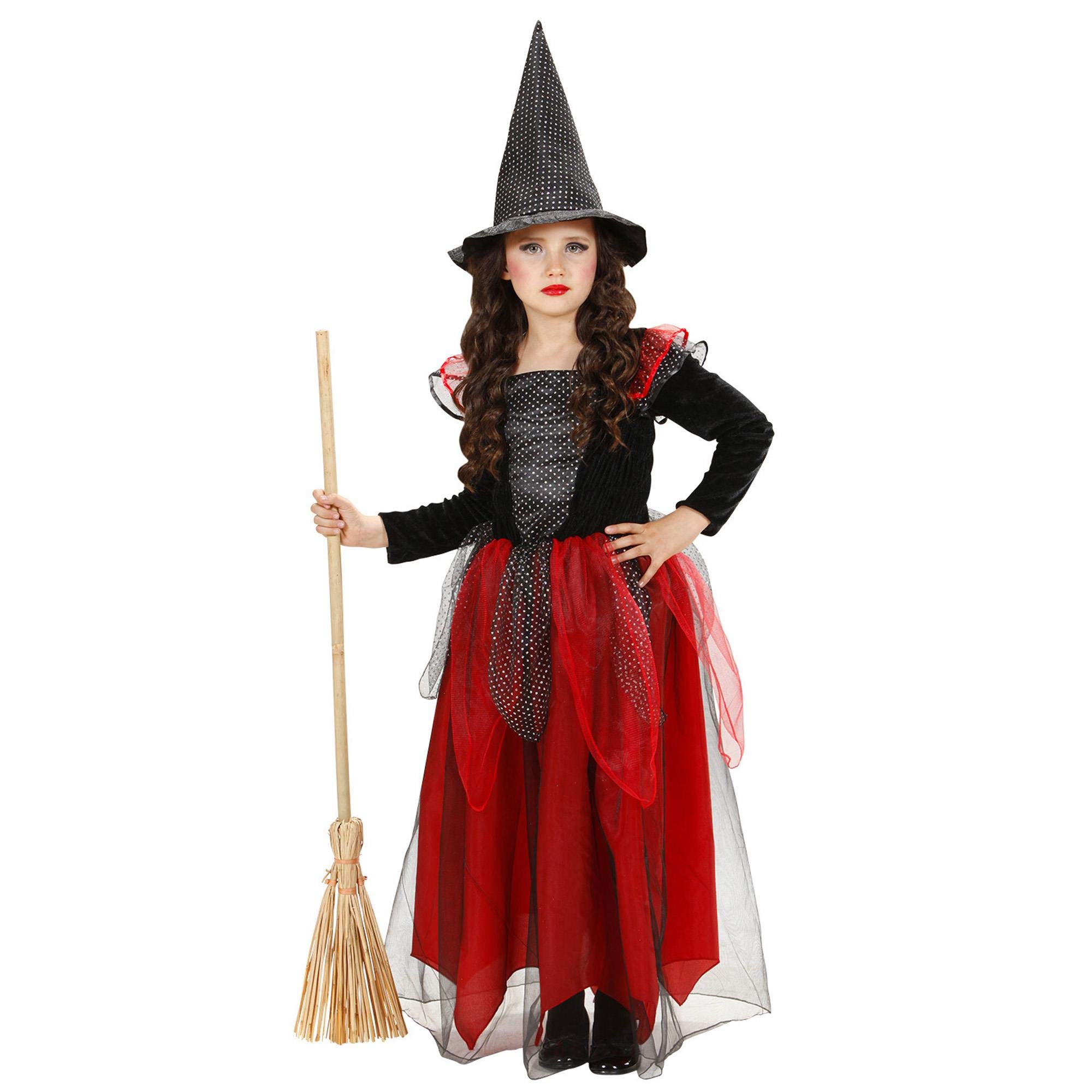 Children's Witch - Black/Burgundy Costume Medium 8-10 yrs (140cm) for Halloween Fancy Dress