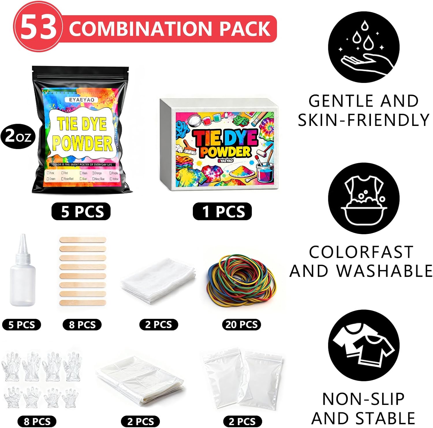 Tie Dye Kit | One-Step Fabric Dye Non-Messy DIY Craft for Large Groups | 5 Vibrant Permanent Colors with Easy Clean-Up - (Just Add Water) (5 Colors)