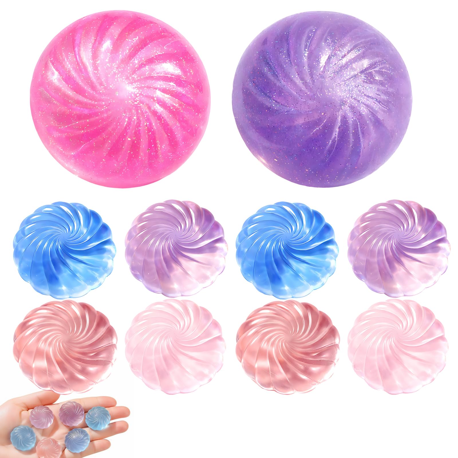 10 PCS Dumpling Squishy Set, Mystery Dumplings Squishy Collection, SquishyDumpling Pack, Dumpling Gifts, Ten-Piece Assortment with Pink and Purple Varieties, Mini Random Crystal Buns