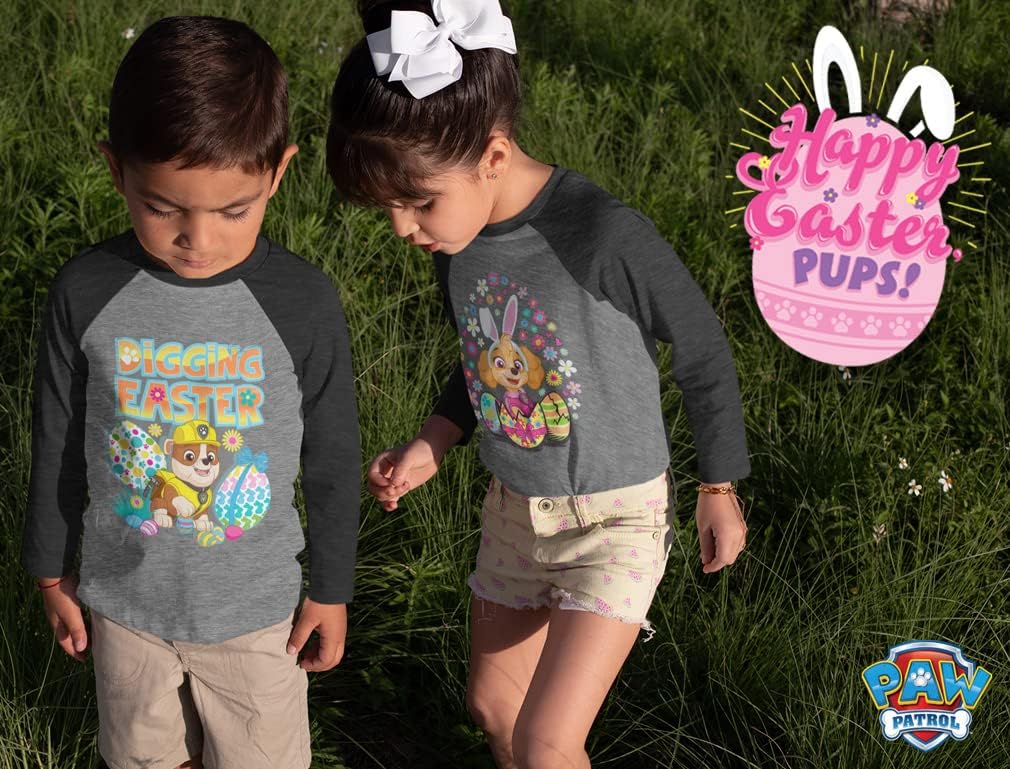Paw Patrol Egg Hunt Shirt I'm Digging Easter Toddler Kids Raglan T-Shirt Dark Gray