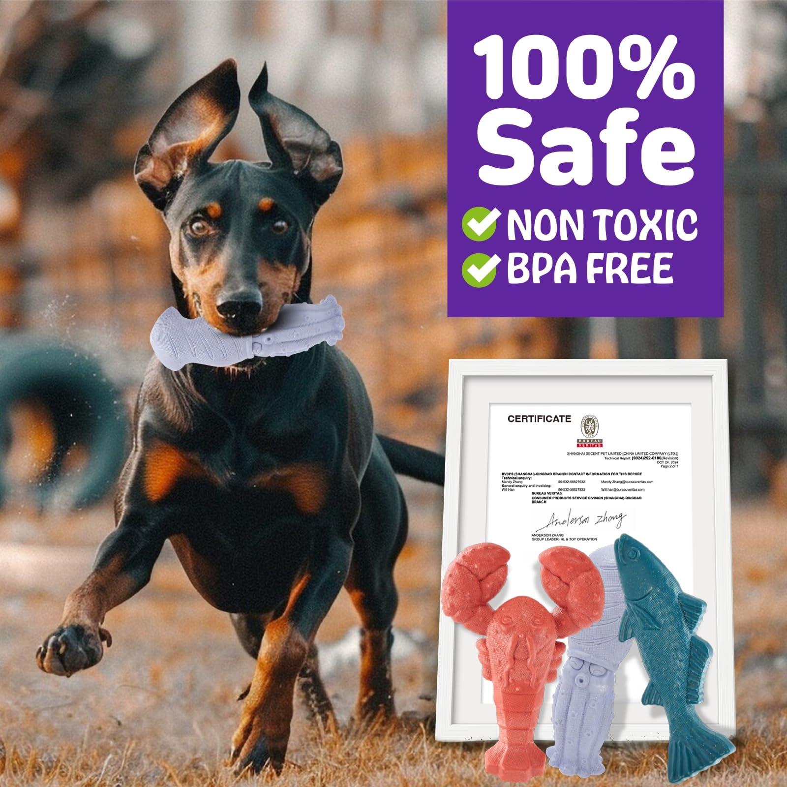 Kimee Juguetes para perros para masticadores agresivos, paquete de 3 juguetes indestructibles para masticar perros, juguetes súper masticadores para perros con sabor a tocino de nailon resistente para