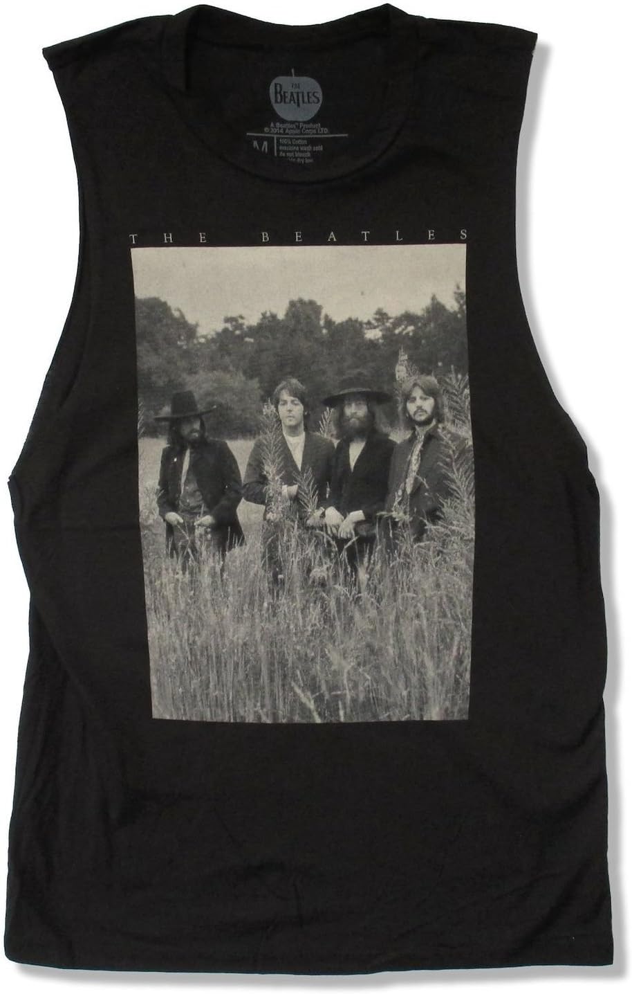 Juniors The Beatles "Field Picture" Black Sleeveless Muscle Shirt (2X-Large)