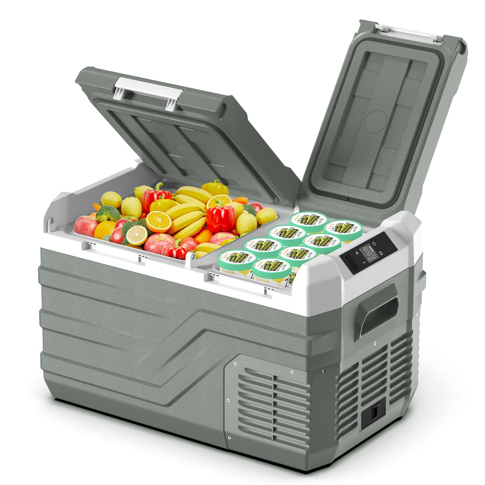 alpicool 12 volt refrigerator portable refrigerator for car 25 quarts car fridge portable 12v dual zone fridge freezer 12/24v 110~240 volt ac for truck rv camper suv electric cooler for camping