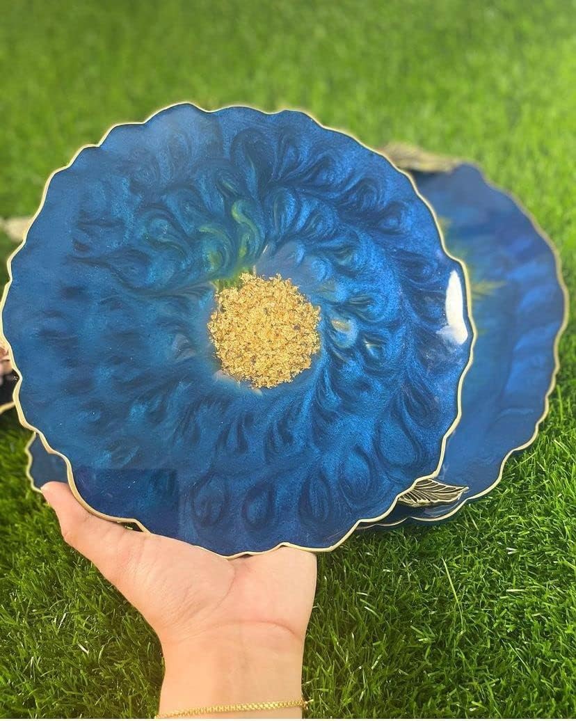 MGS CRAFT VIBES (8 inch) Siliconee Resin Tray Mold, Zig Zag Round Dish Mold Serving Tray with Edge, Circle Plate Epoxy Resin Casting Mold for DIY Faux Agate Tray, Serving Board, Coaster, Home Decor. 1