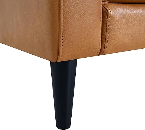 Miniatura 9 de Naomi Home Sofá Marisa de cuero genuino de grano superior  Deléitese con una exquisita opulencia de cuero  Sofá de cuero de mediados de siglo de