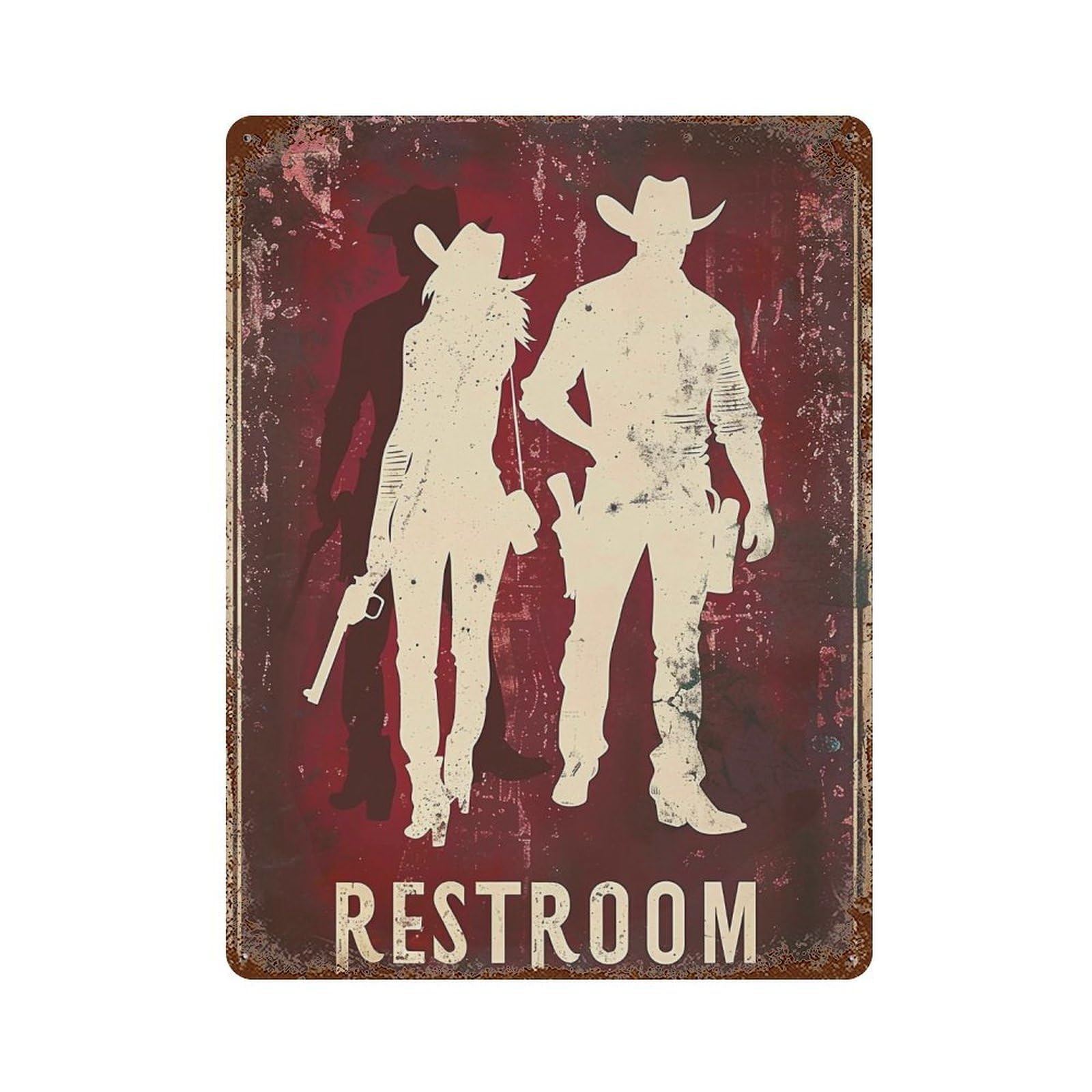 FHUYEURHRY Western Cowboy Restroom 02 Wall Decor Retro Iron Vintage Art Metal Tin Sign Poster Modern Home Cofffee Club Art Bar Shop Decorations Style-2 40x30cm