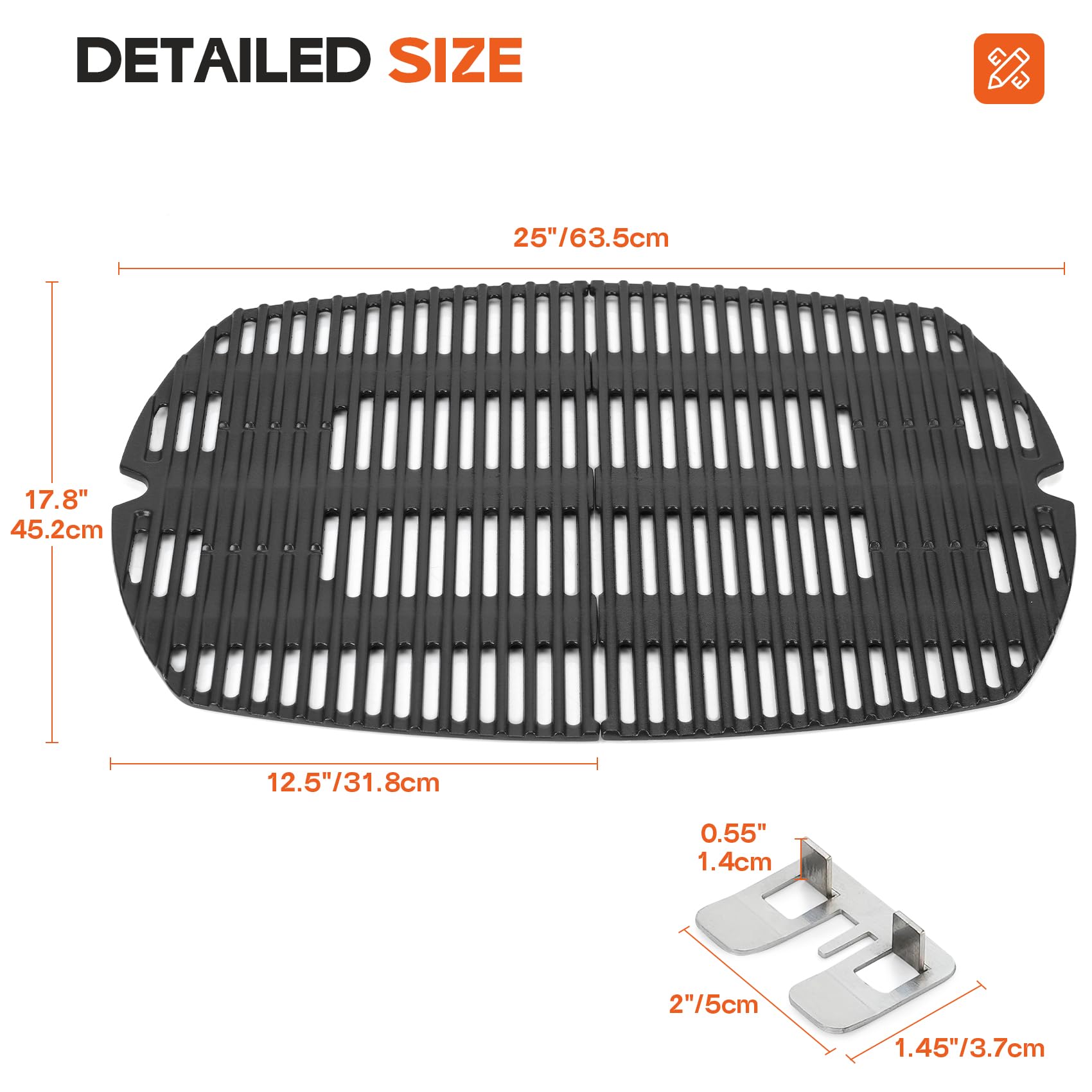 onlyfire Ghisa Griglia per Weber Q300 Q320 Q3000 Q3100 Q3200 Grill a Gas BBQ Grid Grill Ricambi Barbecue Accessori Set di 2