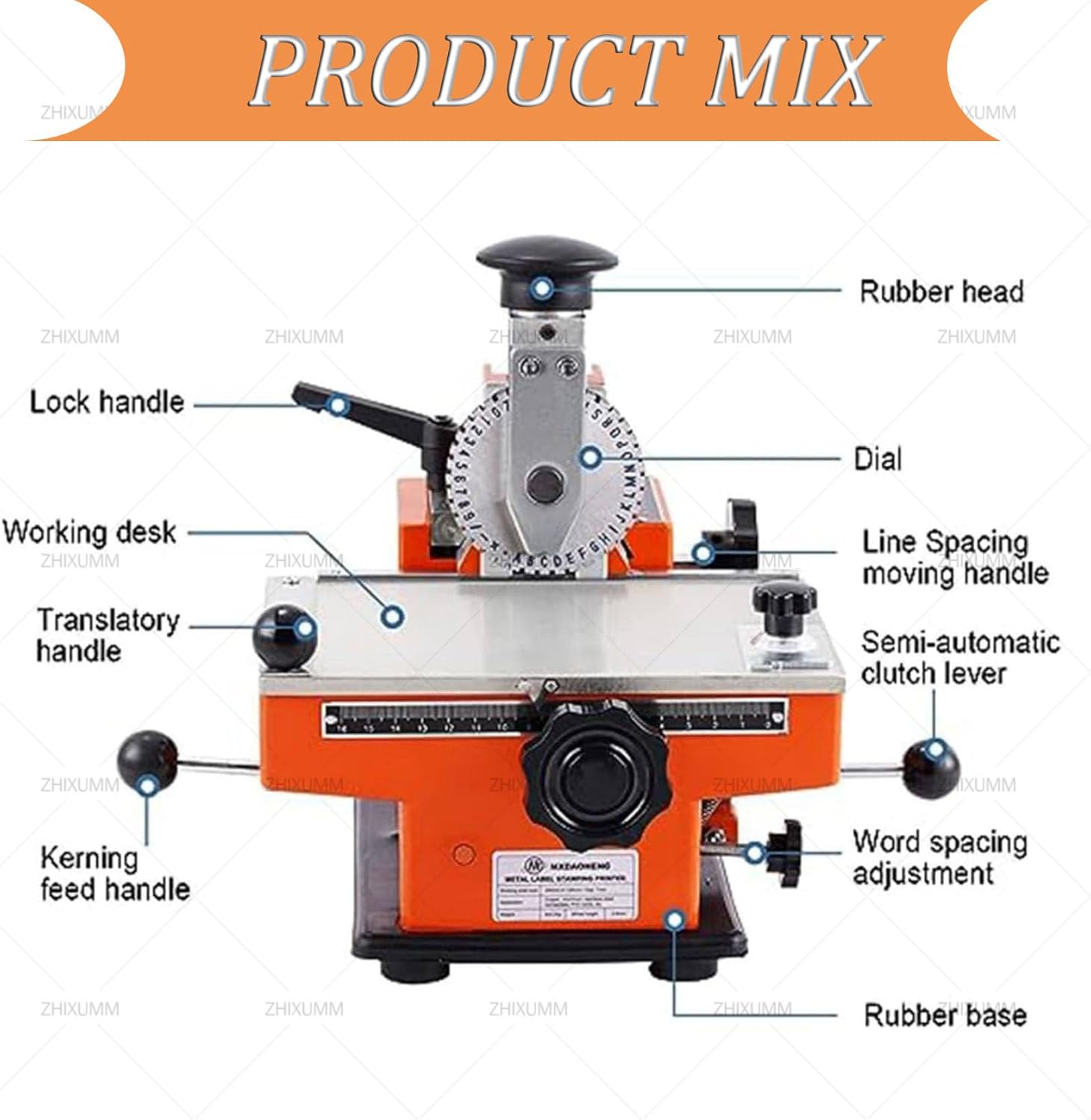 Semi-Automatic Stamping Metal Label Dog Tag Printer Machine, 200x135mmmetal Nameplate Stamping Machine, with Contains 40 Characters, Metal Plate Embosser for Custom Designs 6mm/0.236in