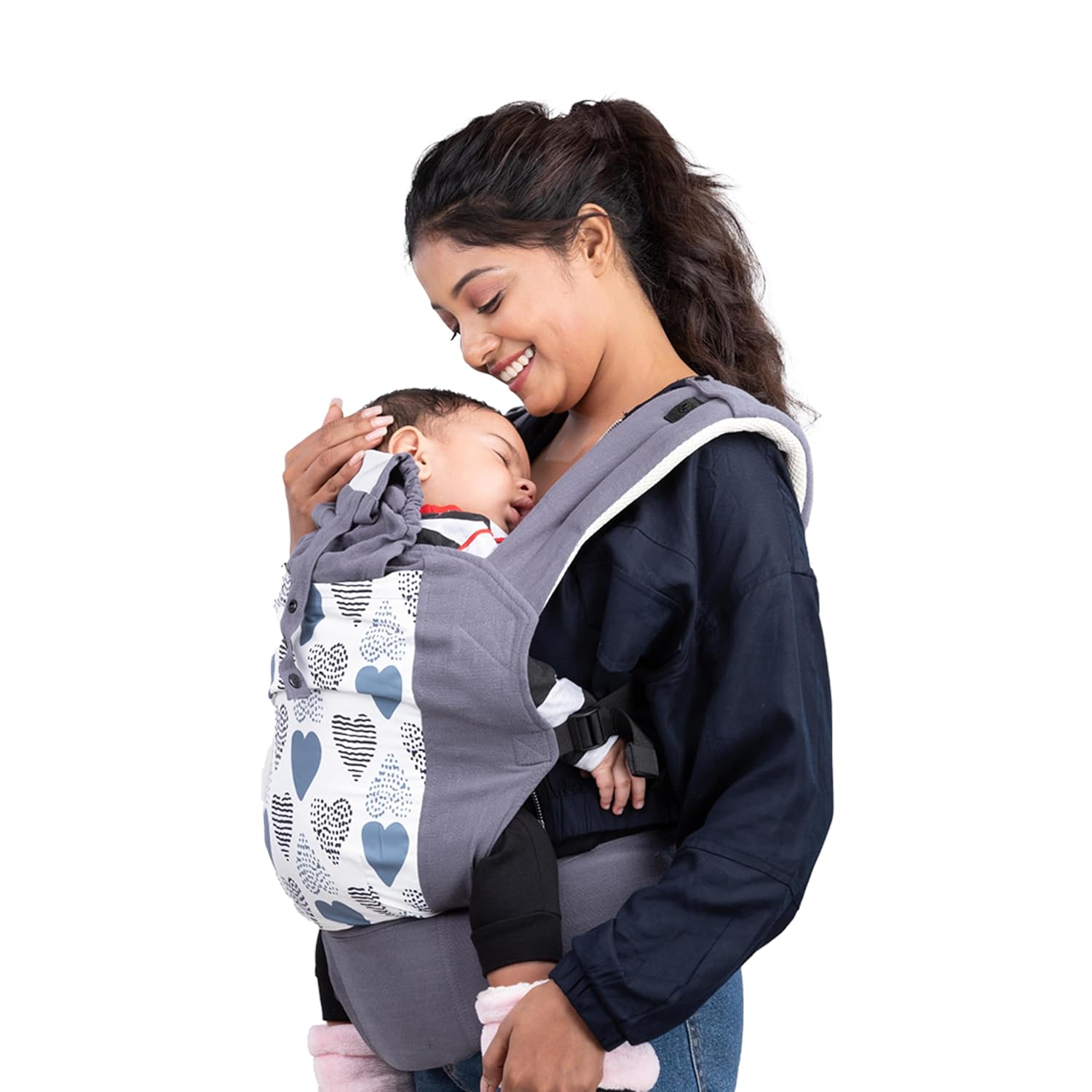 LuvLap Adore Baby Carrier with 2 Carry Positions, Baby Carrier for 4 to 24 Months Baby, Breathable Skin Friendly Premium Fabric, Adjustable Newborn to Toddler Carrier, Max Weight Upto 18 Kgs (Grey).