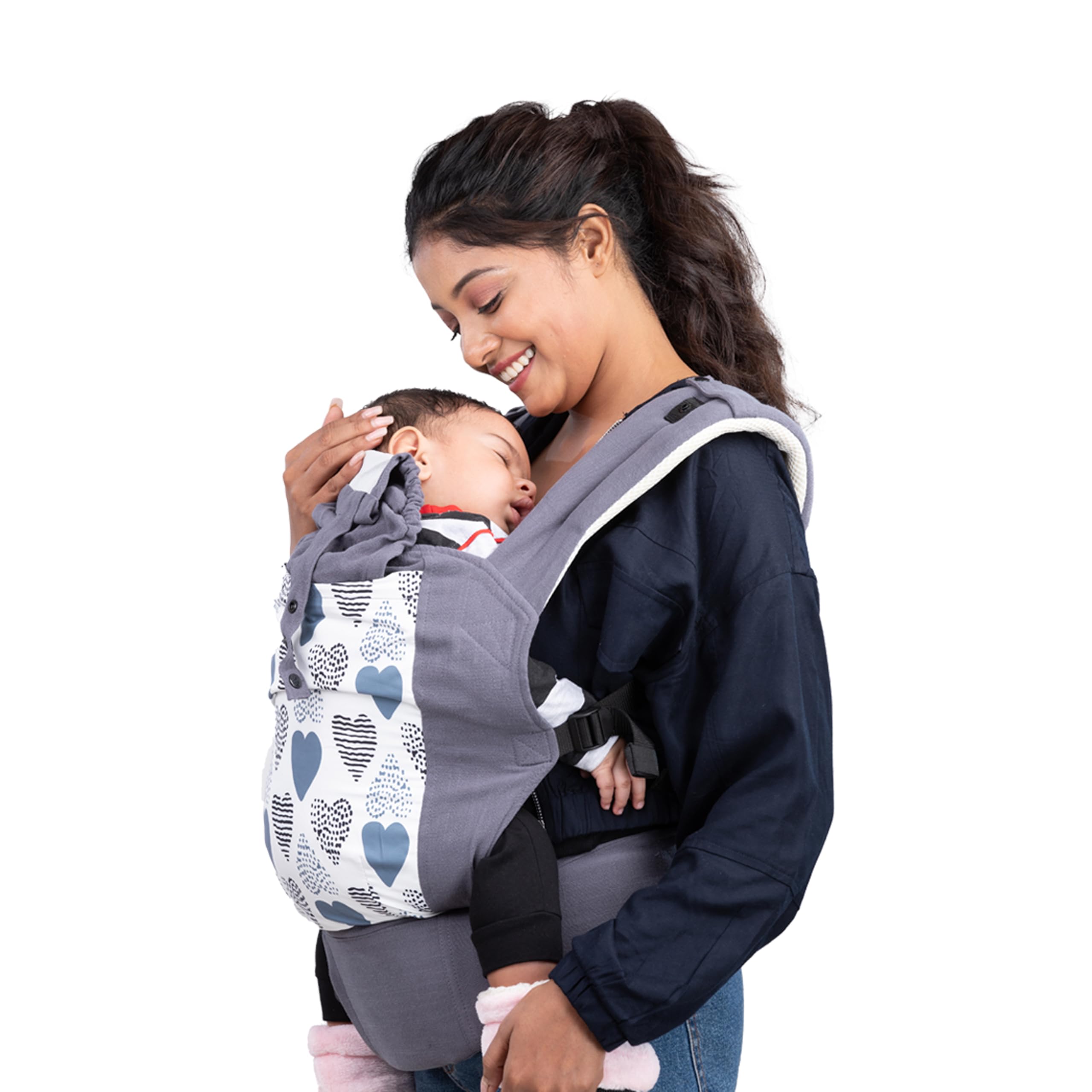 LuvLap Adore Baby Carrier with 2 Carry Positions, Baby Carrier for 4 to 24 Months Baby, Breathable Skin Friendly Premium Fabric, Adjustable Newborn to Toddler Carrier, Max Weight Upto 18 Kgs (Grey).