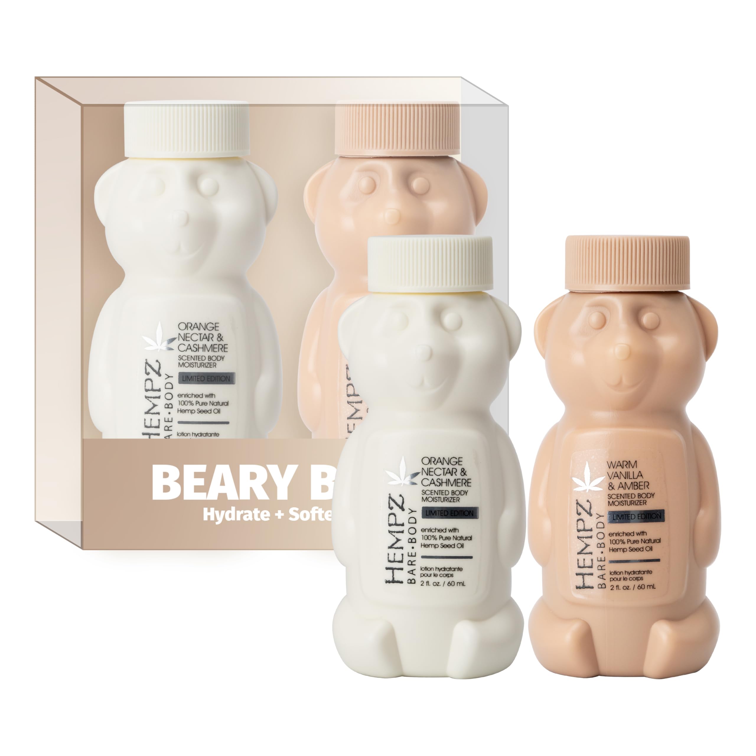 Hempz Beary Bliss, Mini Bear Lotion 2-Pack, Travel Friendly