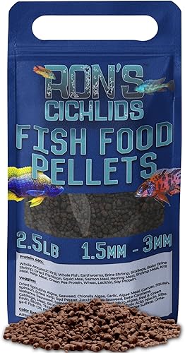 Miniatura 8 de RON'S CICHLIDS Alimento cíclido africano, pellets de alimentos tropicales prémium con proteínas, verduras y frutas para peces tropicales más