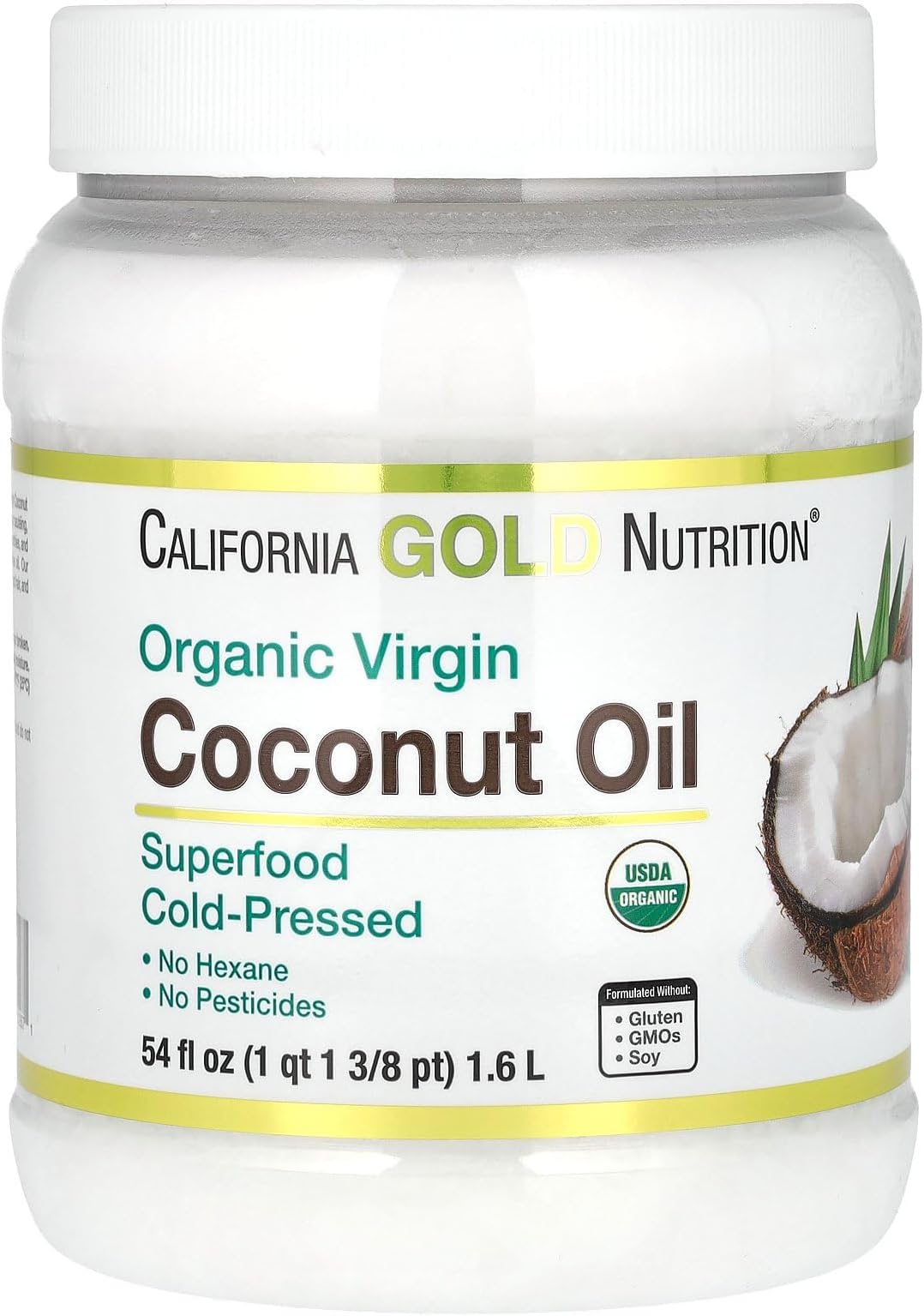 California Gold NutritionSuperfoods, Cold Pressed Organic Virgin Coconut Oil, 54 fl oz (1.6 L)