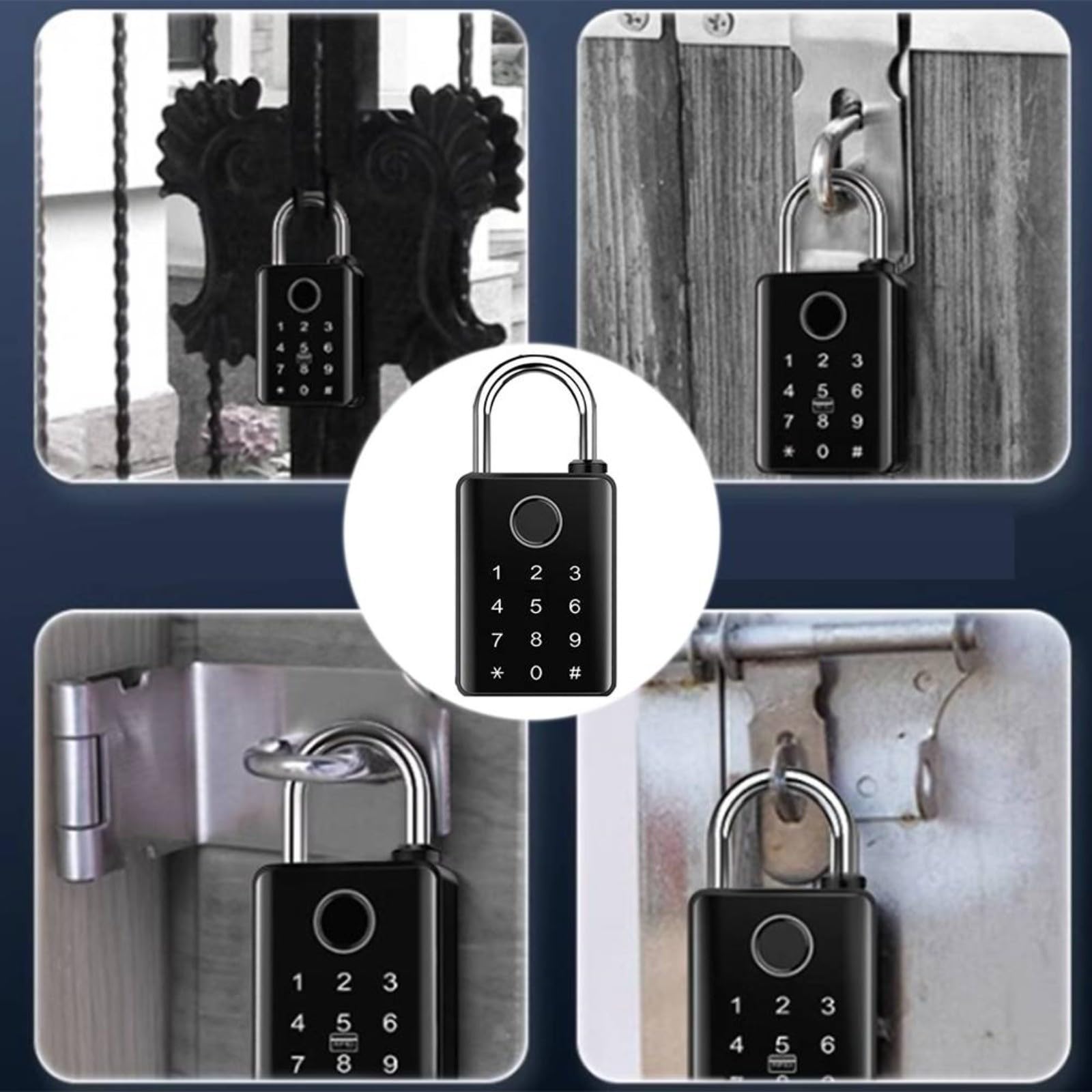 Cadenas à empreintes digitales Tuya avec code numéro, entrée sans clé NFC, serrure en alliage de zinc résistant aux intempéries pour portail extérieur, faisceau de 10 mm (10 mm)
