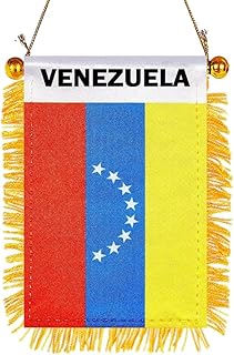 4 X 6 Venezuela Flag Small Mini Venezuelan Flags Banners for Car Rearview Mirror Window Hanging Decor with Suction Cup & Fringy