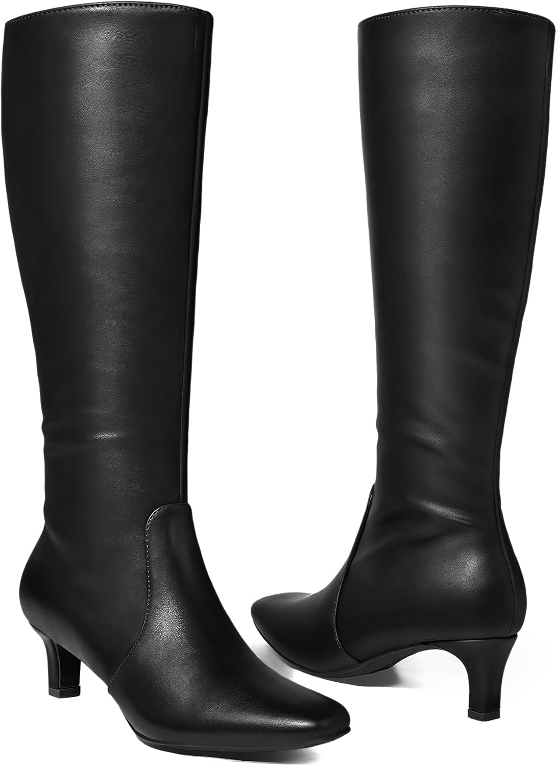 mysoft Women's Knee High Boots Kitten Heel Square Toe Fashion Tall Boots Side Zipper Long Boots - Image 6