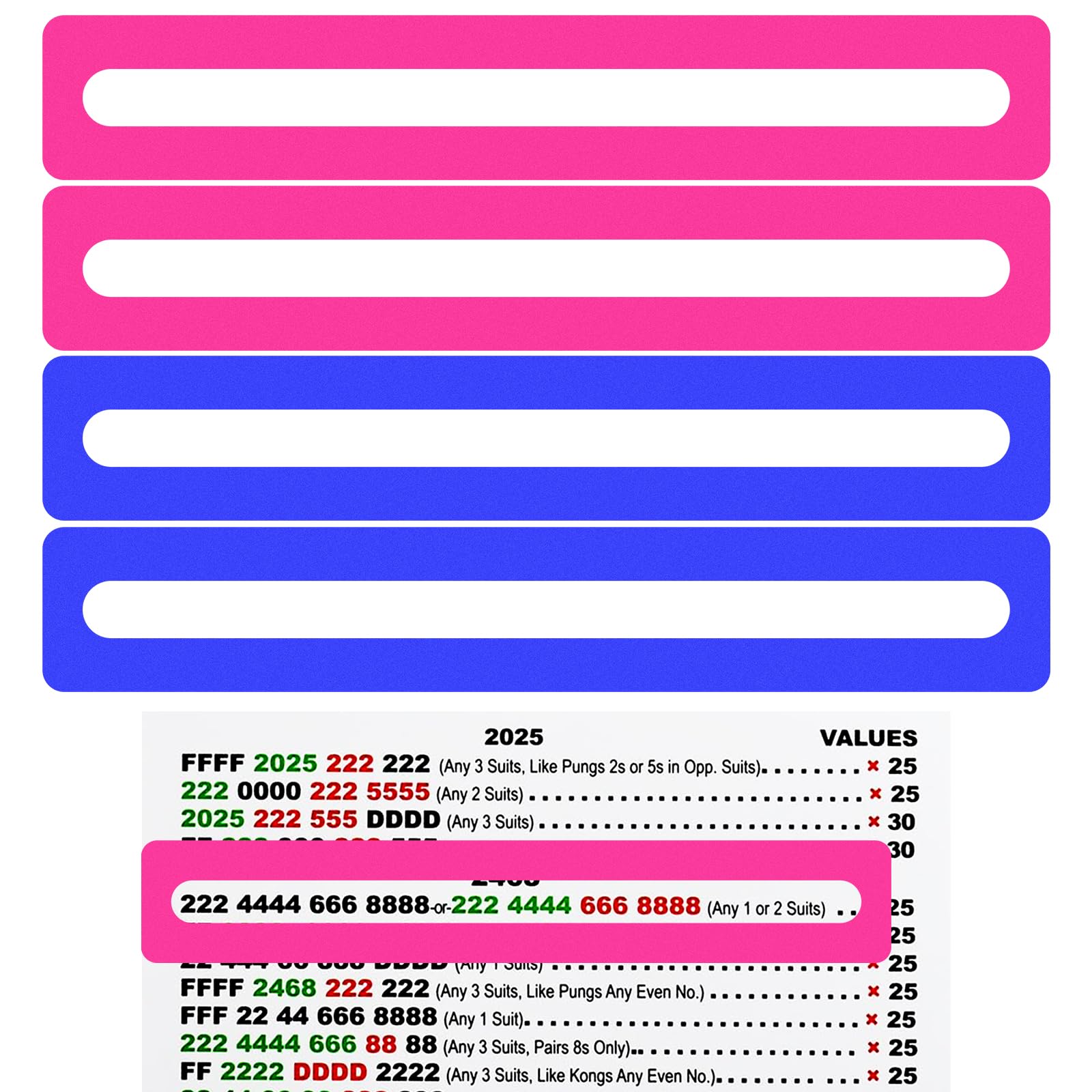 Notoke 4 Stück Mahjong Line Finder - Glücksbringer für Mahjongspieler - Regelnleser und Leitfaden - Liebhaber - Mahjong Zubehör Geschenk (Rosa + Blau)