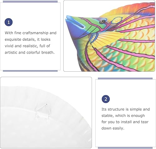 Miniatura 2 de LIFKOME Decoración de pared de peces de metal, escultura de peces tropicales de 11.7 pulgadas, arte de pared para decoración de interiores, jardín,