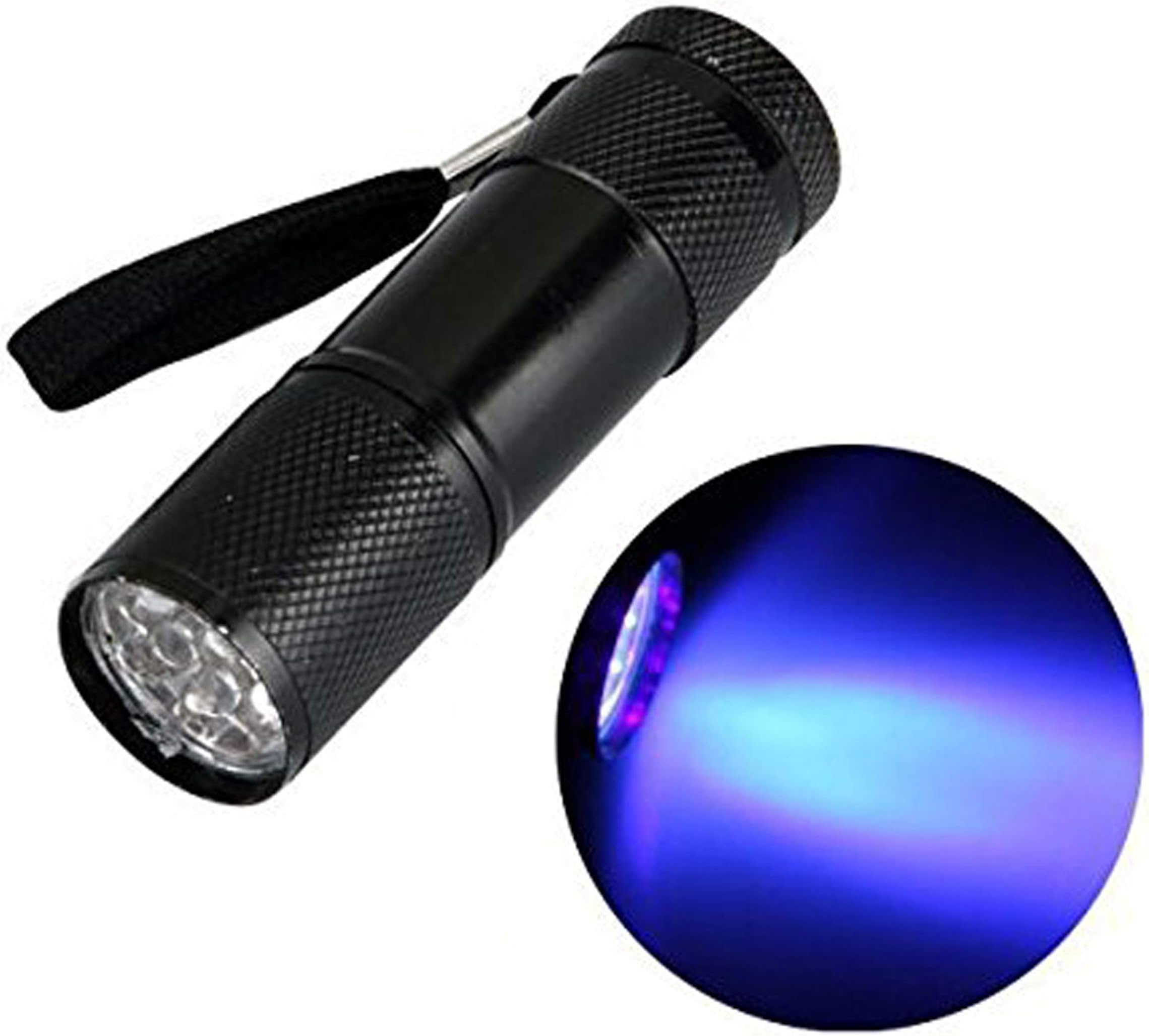 Aluminium UV Ultra Violet 9 LED Blacklight AAA Flashlight Torch Light Lamp UK