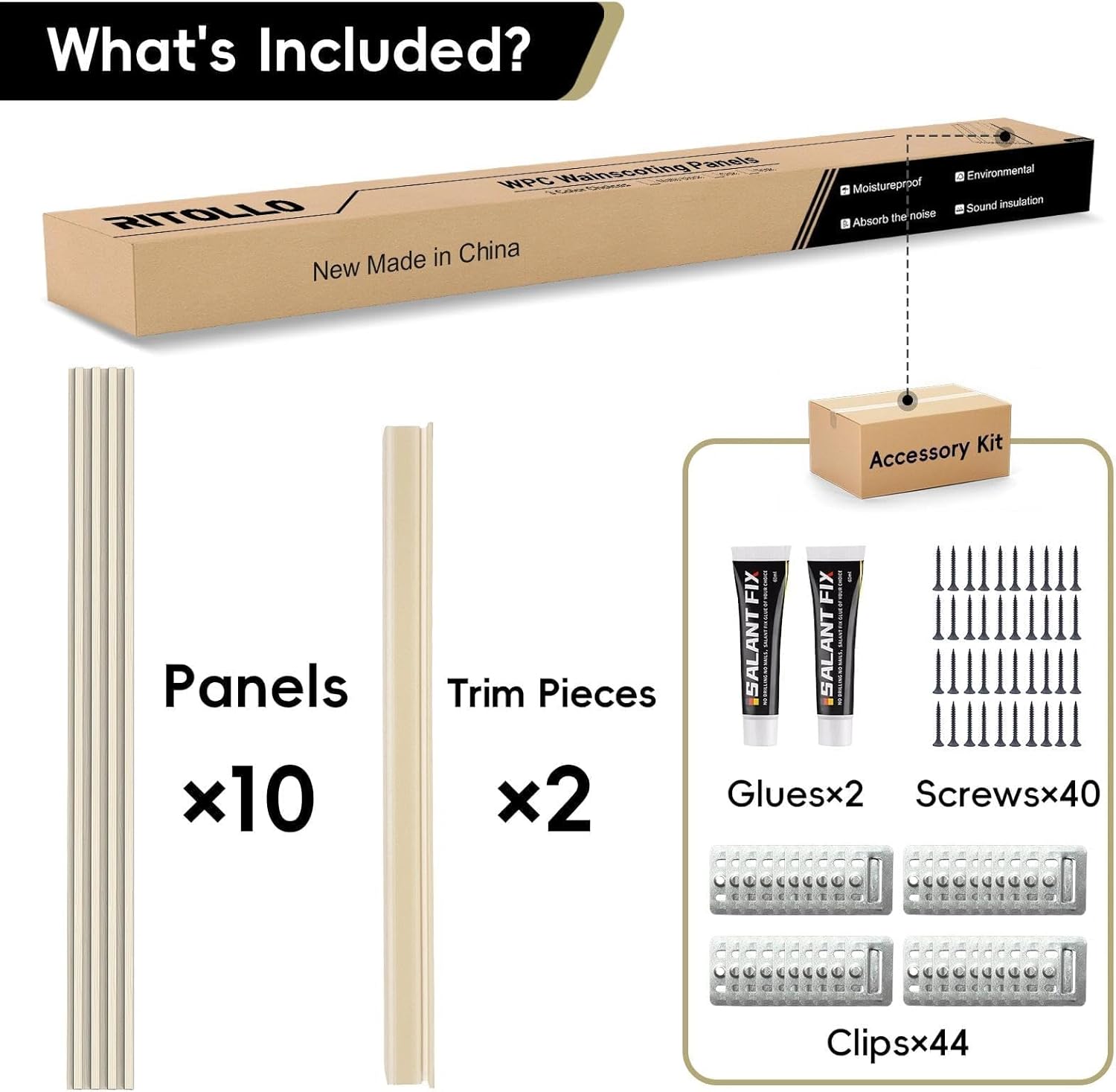 10Pack WPC Slat Wall Panels, 96 x 6.4 x 0.8Inches 3D Accent Wall Panels for Interior Home Decor, Fluted Wood Paneling for Living Room, TV Background, Office, Bedroom(Oak)