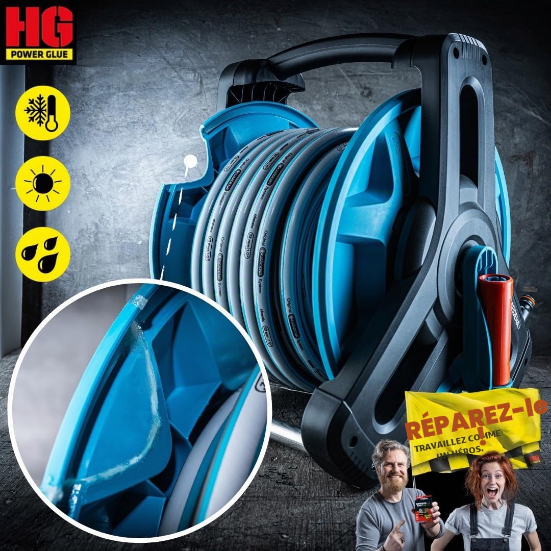 HG POWER GLUE REGULAR super glue extra forte - colle pour plastique caoutchouc pierre céramique verre bois - résistant à l'eau, à la chaleur et à séchage rapide 2x20g colle + 3x40g granulés