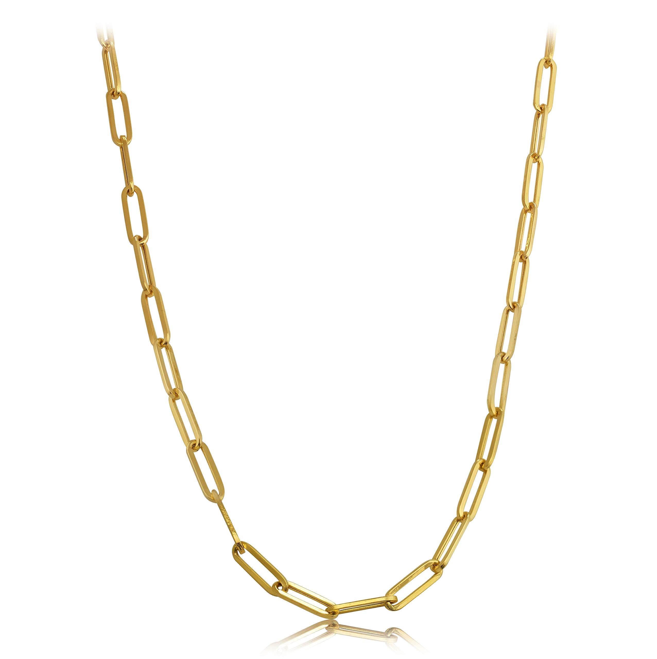 LoveBling 14k Yellow Gold 4mm Paper Clip Link Necklace