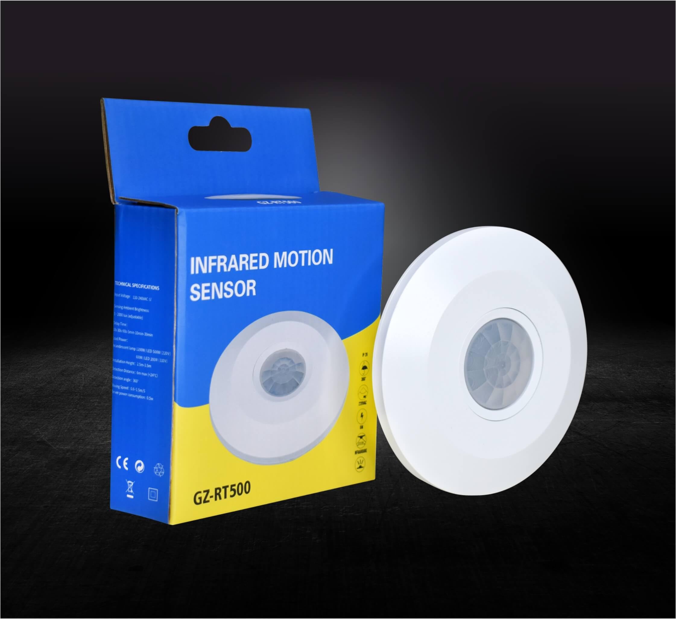 Forus Electric 360° Occupancy Ultra Slim PIR Motion Sensor with 5 Years Warranty, Energy Saving Motion Sensor, Light Auto On/Off Sensor, Motion Detector Switch, Ceiling Mounted, 1PC