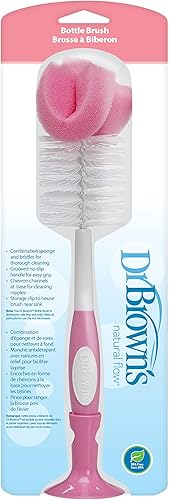 Miniatura 8 de Dr Browns Juego de cepillos de limpieza de biberones de esponja reutilizable con soporte de ventosa limpiador de pezones y limpiadores color azul 3