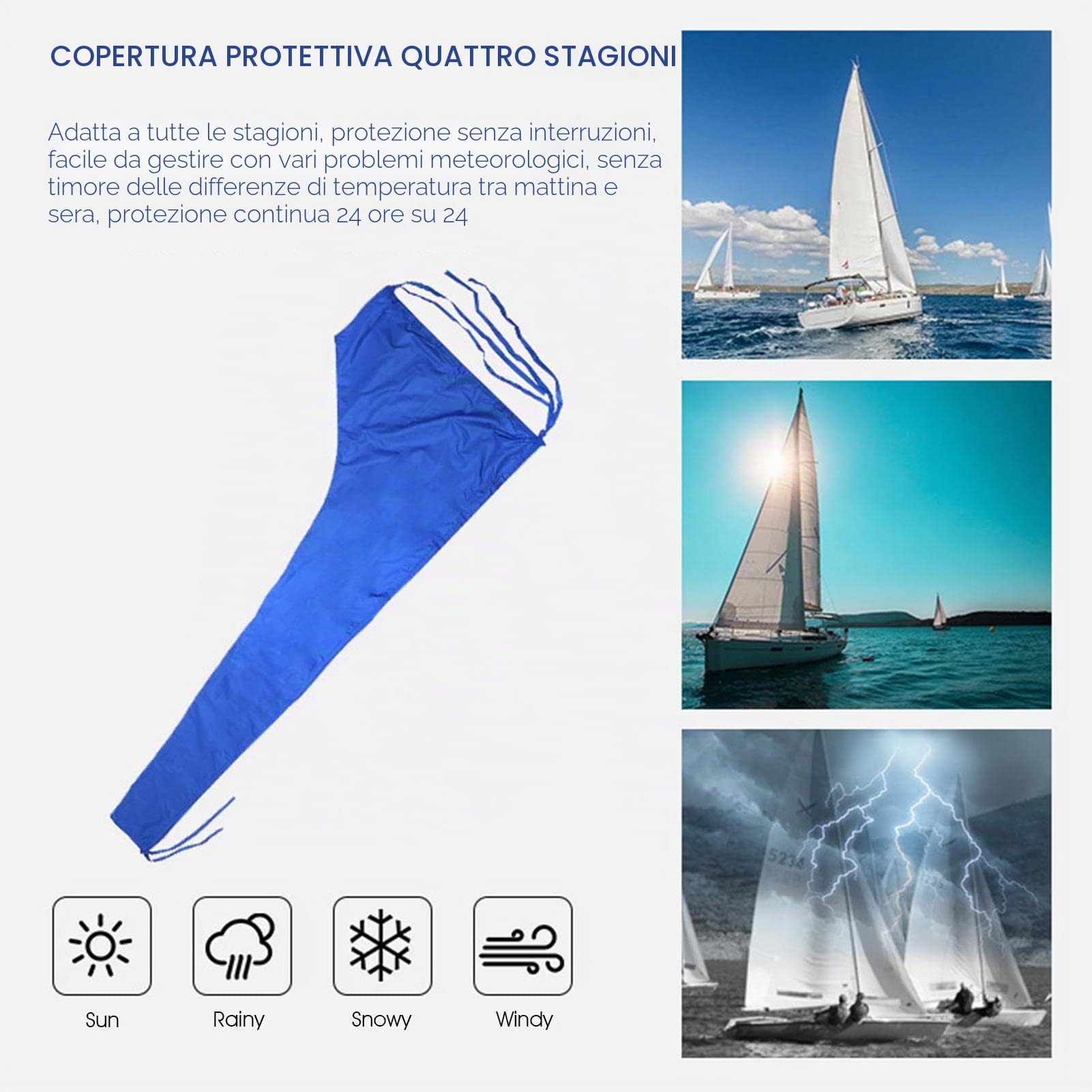 Copertura per vela per barche Copertura impermeabile per randa Copertura per barche Copertura antipolvere Oxford 210D Copertura per vela per barche Anti UV Anti vento Copertura parasole | Impermeabile per Bass Boat Copertura Vela Heavy Duty 210D Oxford Pa