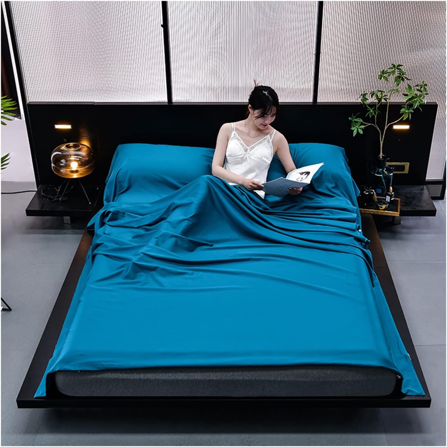 Sleeping Bag Liners Ultra-Light Cotton Sleeping Bag Liner for All Seasons, Compact Adult Sleeping Bag, Outdoor Camping Travel Hotel Sheets, Easy to Wash (Size : 80x210cm/31.49x82.67in)