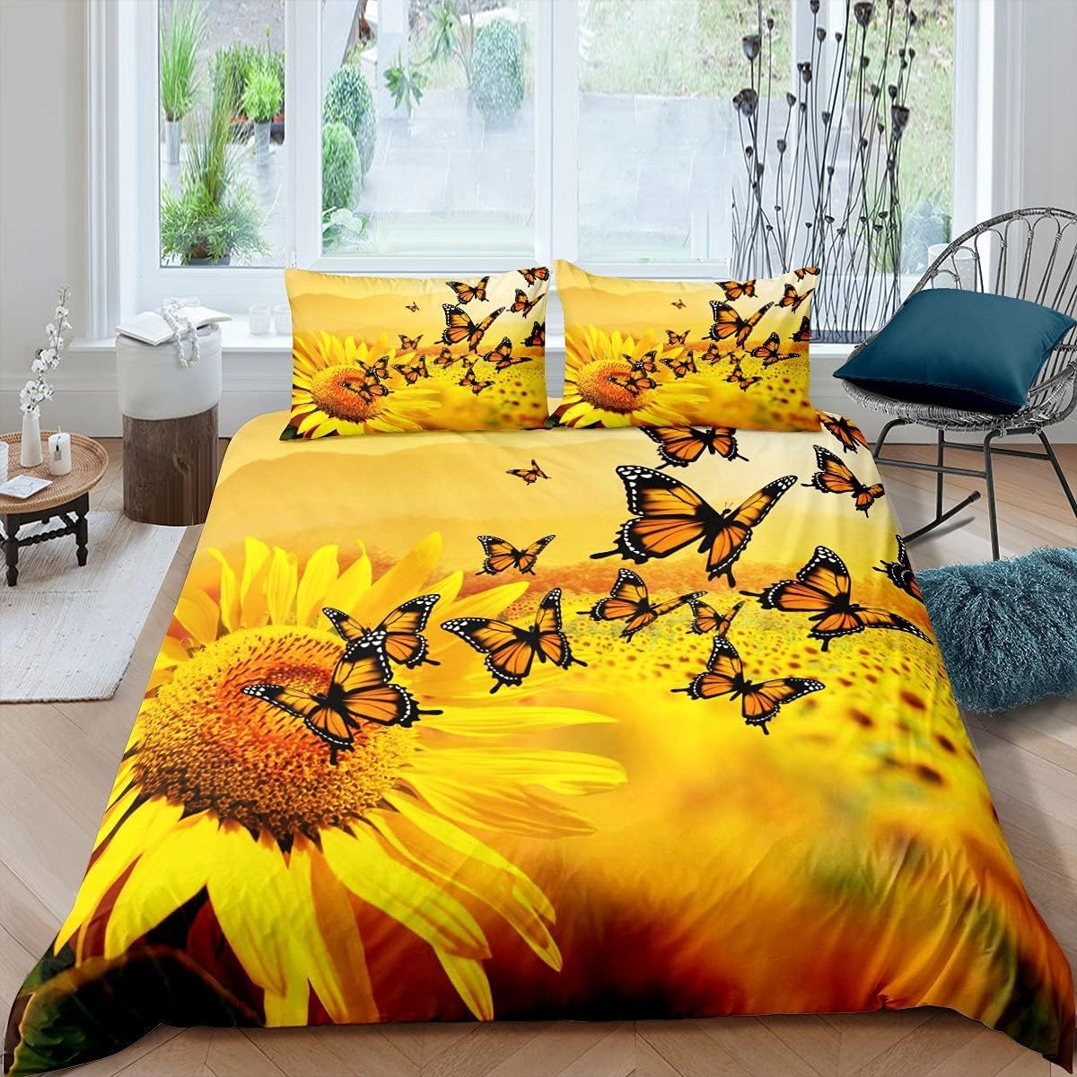 Housse de couette 200x200 cm papillon pour chambre moderne