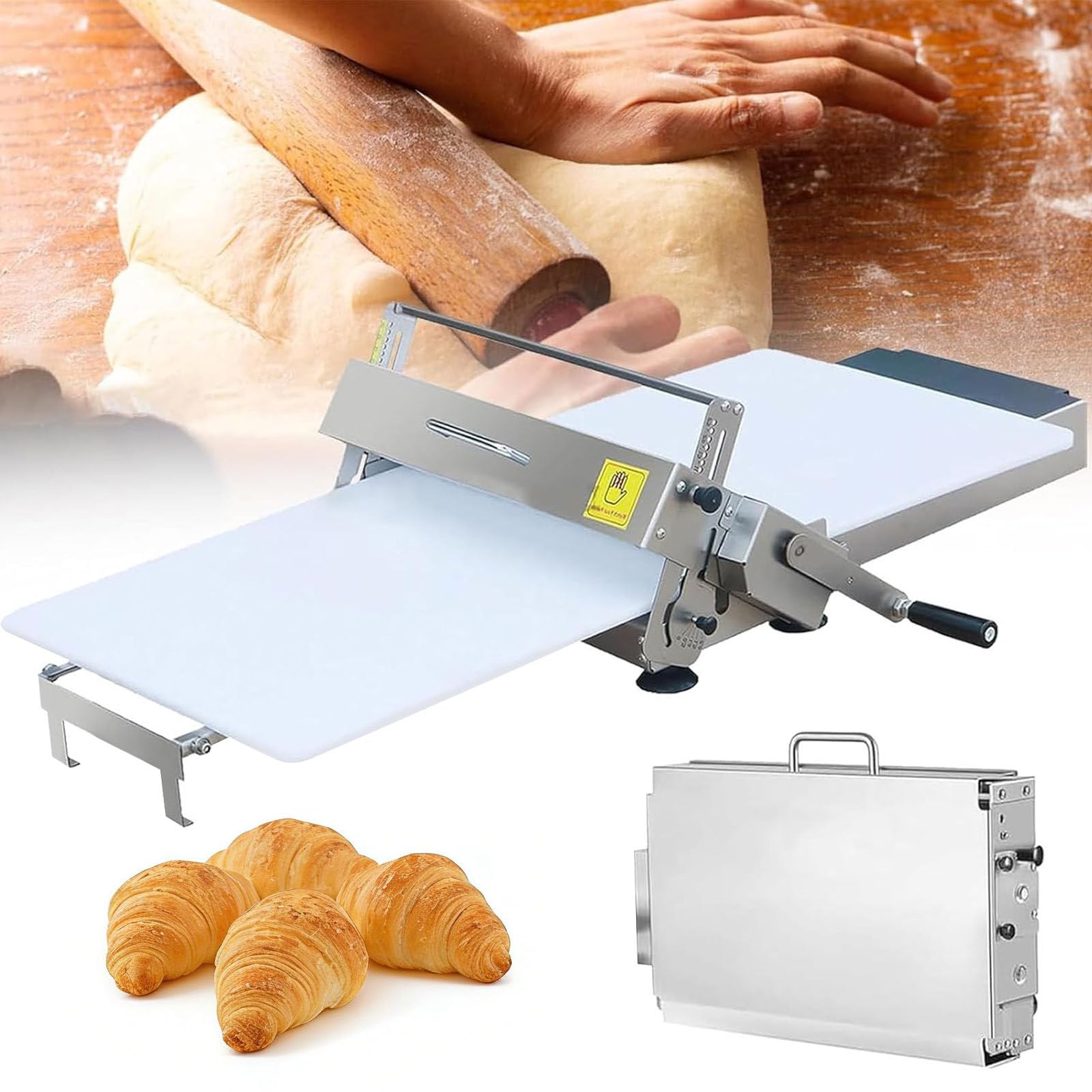 Sfogliatrice Manuale Pieghevole, Sfogliatrice Pasticceria in Acciaio Inossidabile, Laminatrice per Pasta per Croissant Con Spessore Regolabile, Per Preparare Pasta Sfoglia per Panetteria m300