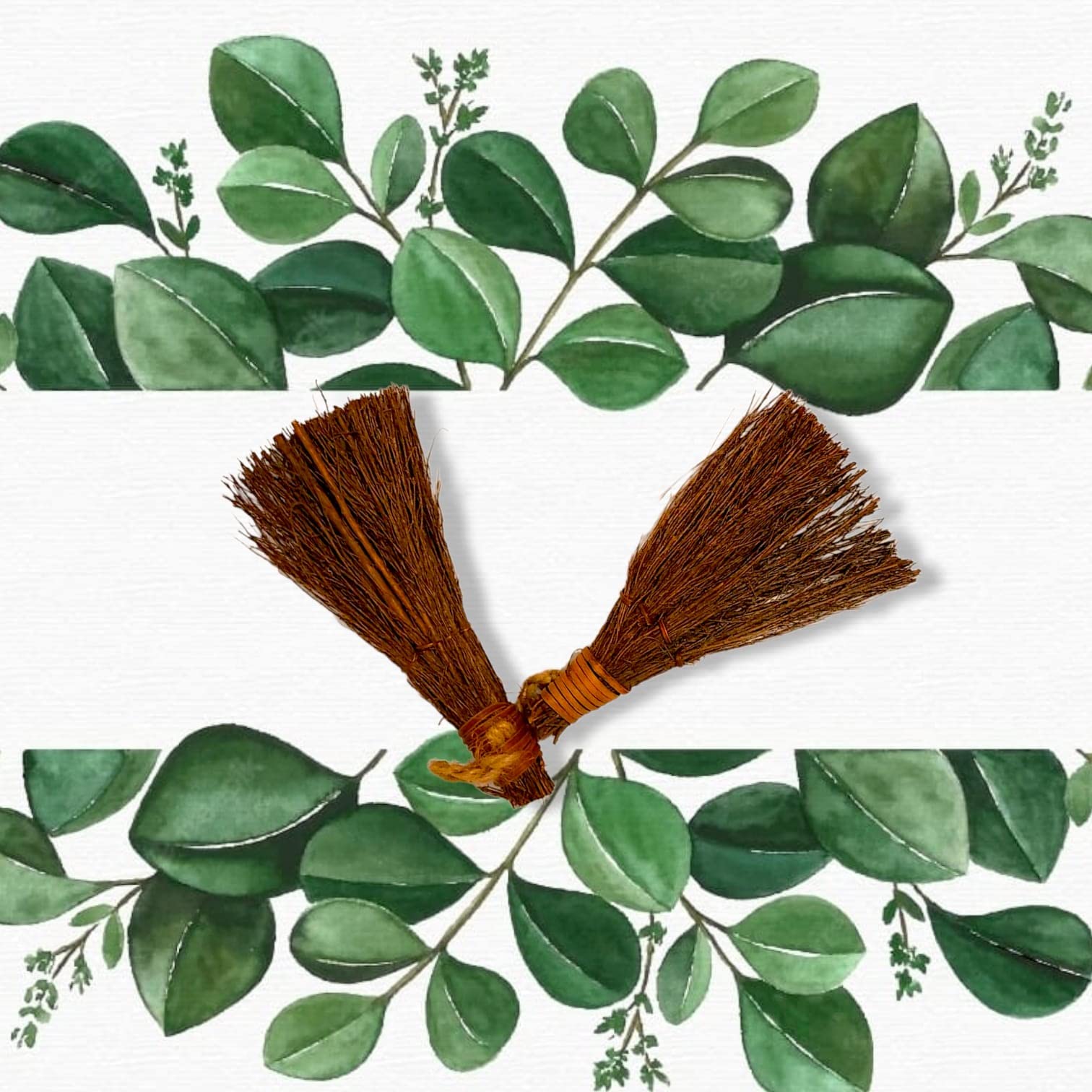 SCBS Eucalyptus Scented 6" Broom for Fall Autumn 2 Count