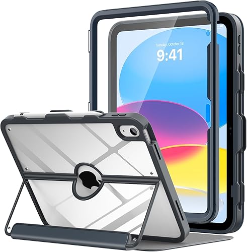 MoKo Funda para iPad de 10 generación con soporte para lápices, funda para iPad de 10 generación 2022 de 10.9 pulgadas, protector de pantalla