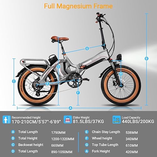 Miniatura 8 de Bicicleta eléctrica plegable para adultos motor BaFang de 750 W rango de 30 MPH y 60 millas batería de litio extraíble de 48 V 15 AH bicicletas